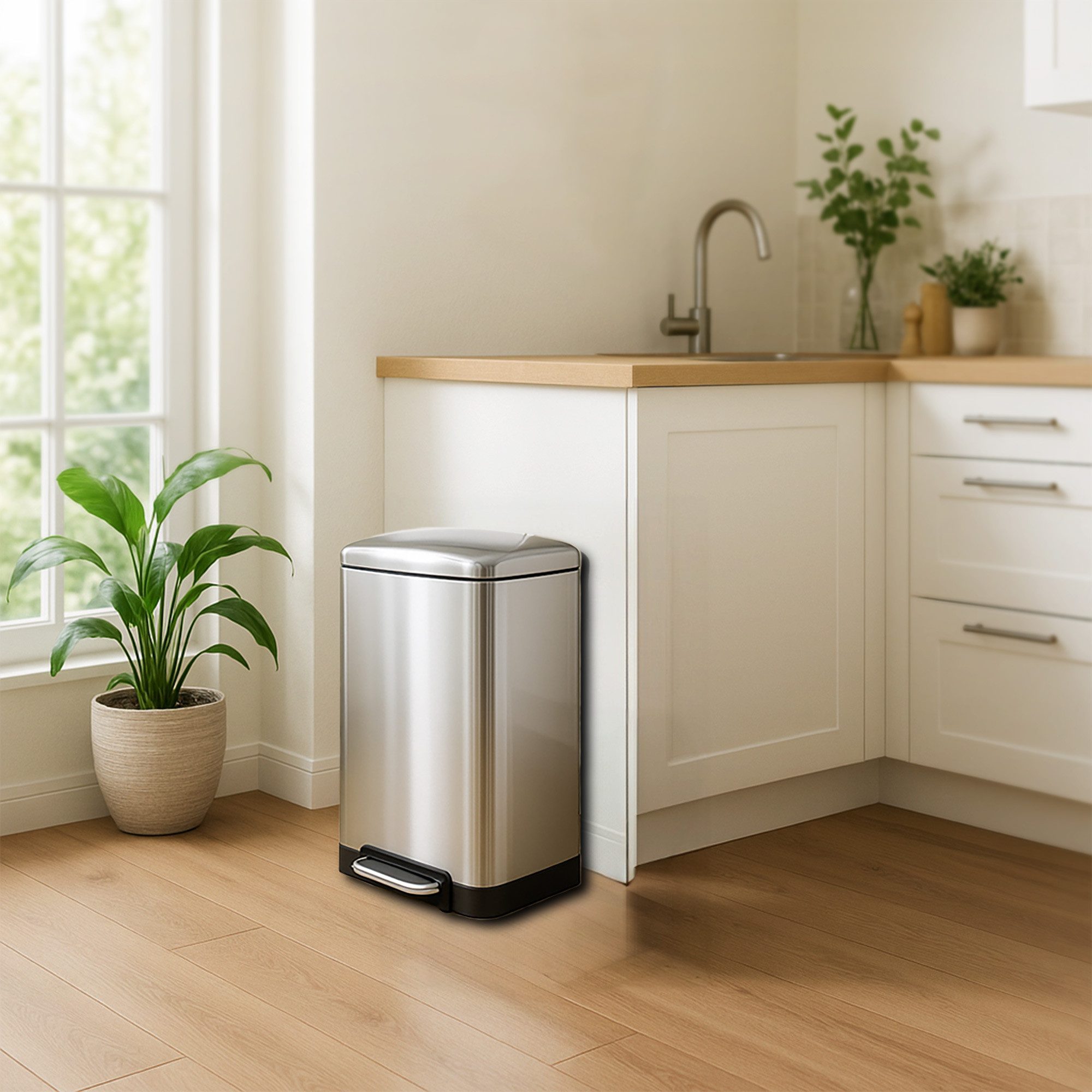 Raburg Mülleimer Abfalleimer 30 L – Treteimer mit Deckel & SoftClose, Modell Sammy, rechteckig, mit Inneneimer, hygienisch, langsam schließend