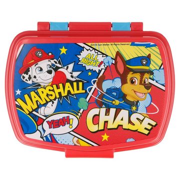 PAW PATROL Lunchbox Chase Marshall 4 teiliges Set - Brotdose Trinkflasche und Besteck, (4-tlg)