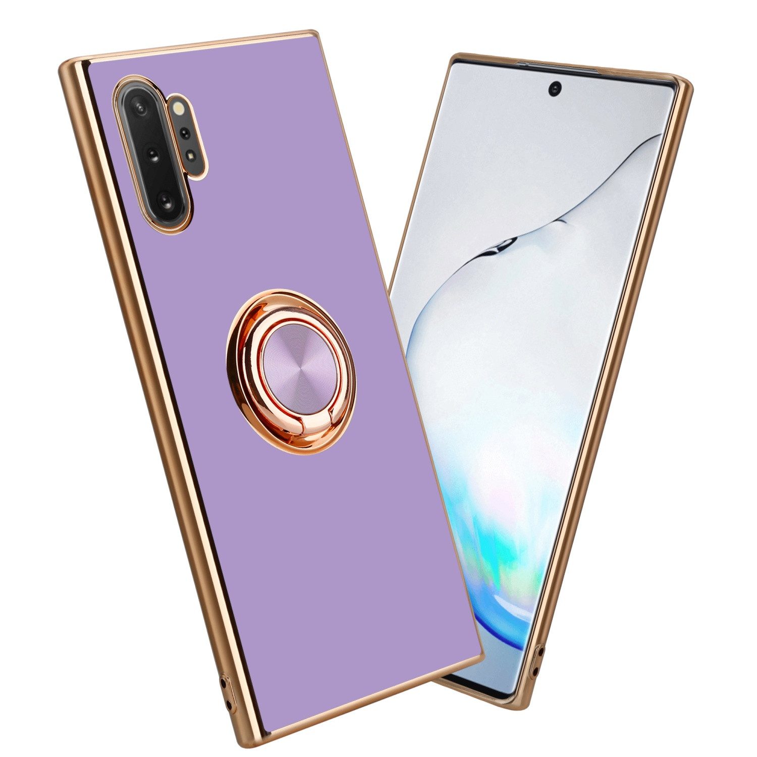 Cadorabo Handyhülle für Samsung Galaxy NOTE 10 PLUS Hülle Samsung Galaxy NOTE 10 PLUS, Schutzhülle - TPU Silikon Hülle - mit Kameraschutz und Ring