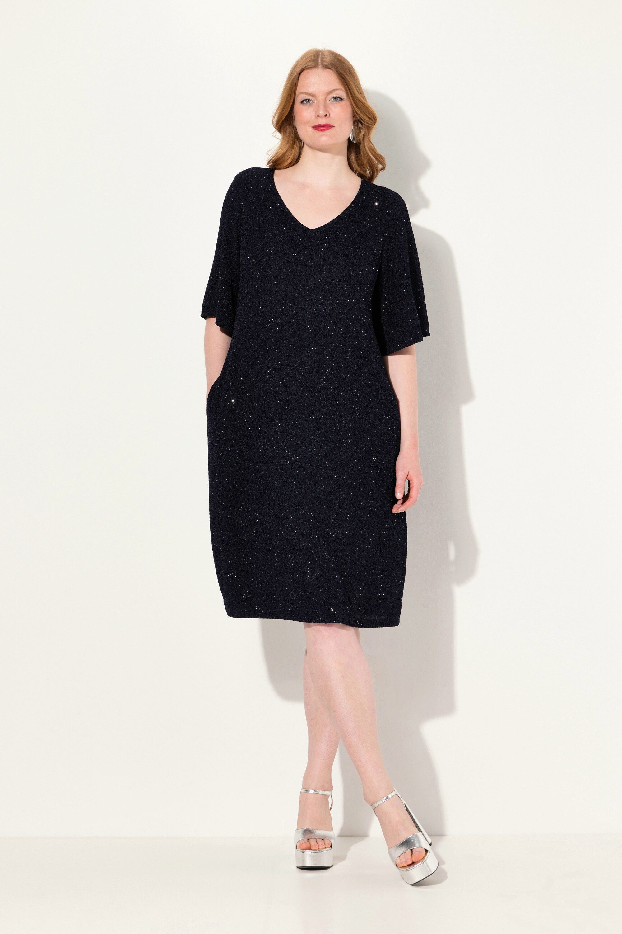 Ulla Popken Cocktailkleid Midikleid A-Linie Glitter günstig online kaufen