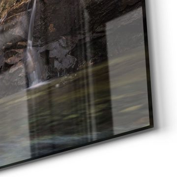 DEQORI Glasbild 'Wasserfälle im Abendlicht', 'Wasserfälle im Abendlicht', Glas Wandbild Bild schwebend modern