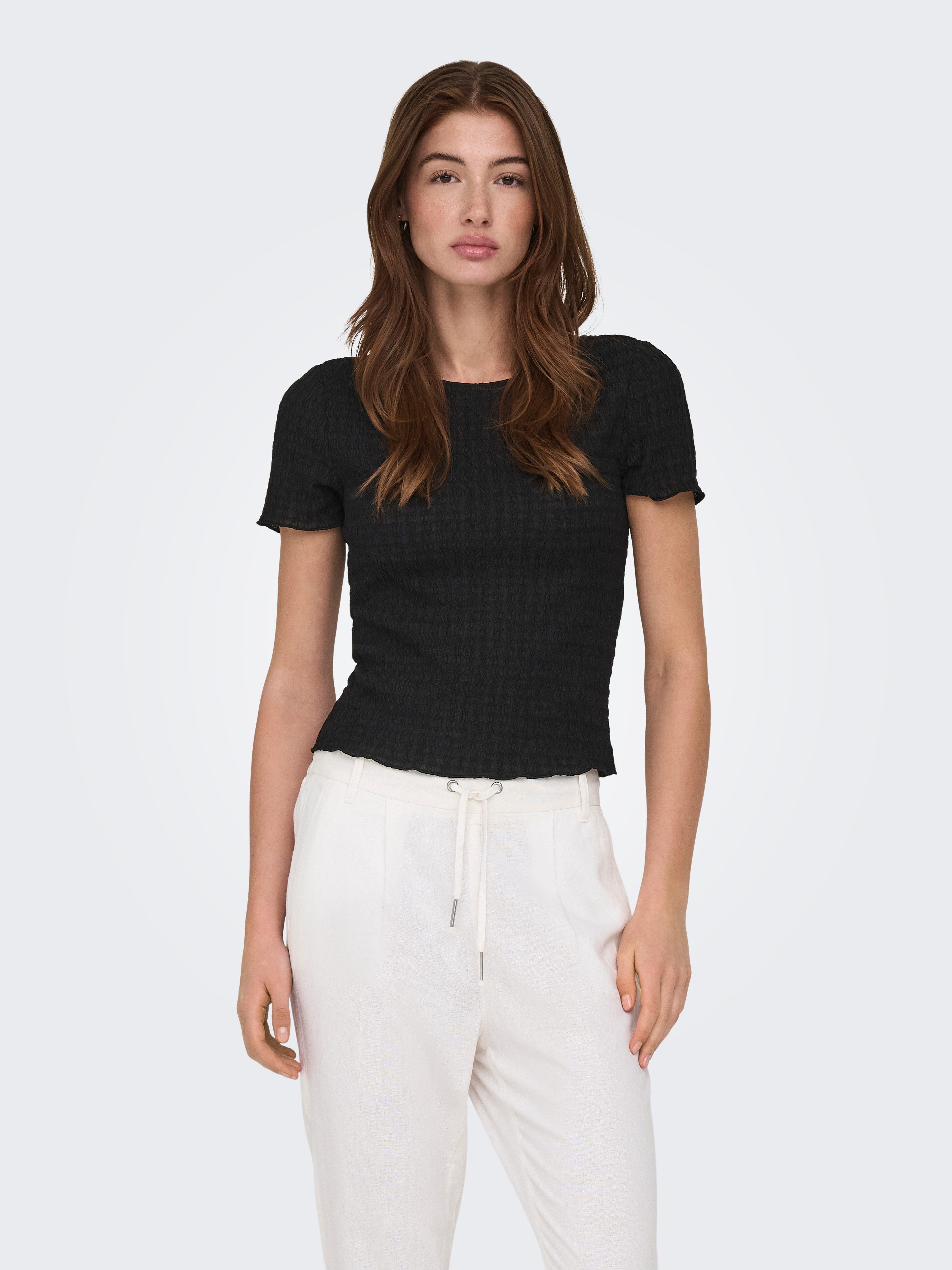 ONLY Kurzarmshirt ONLILSE S/S TOP STRUCTURE JRS NOOS Kunstfaser, regular fit