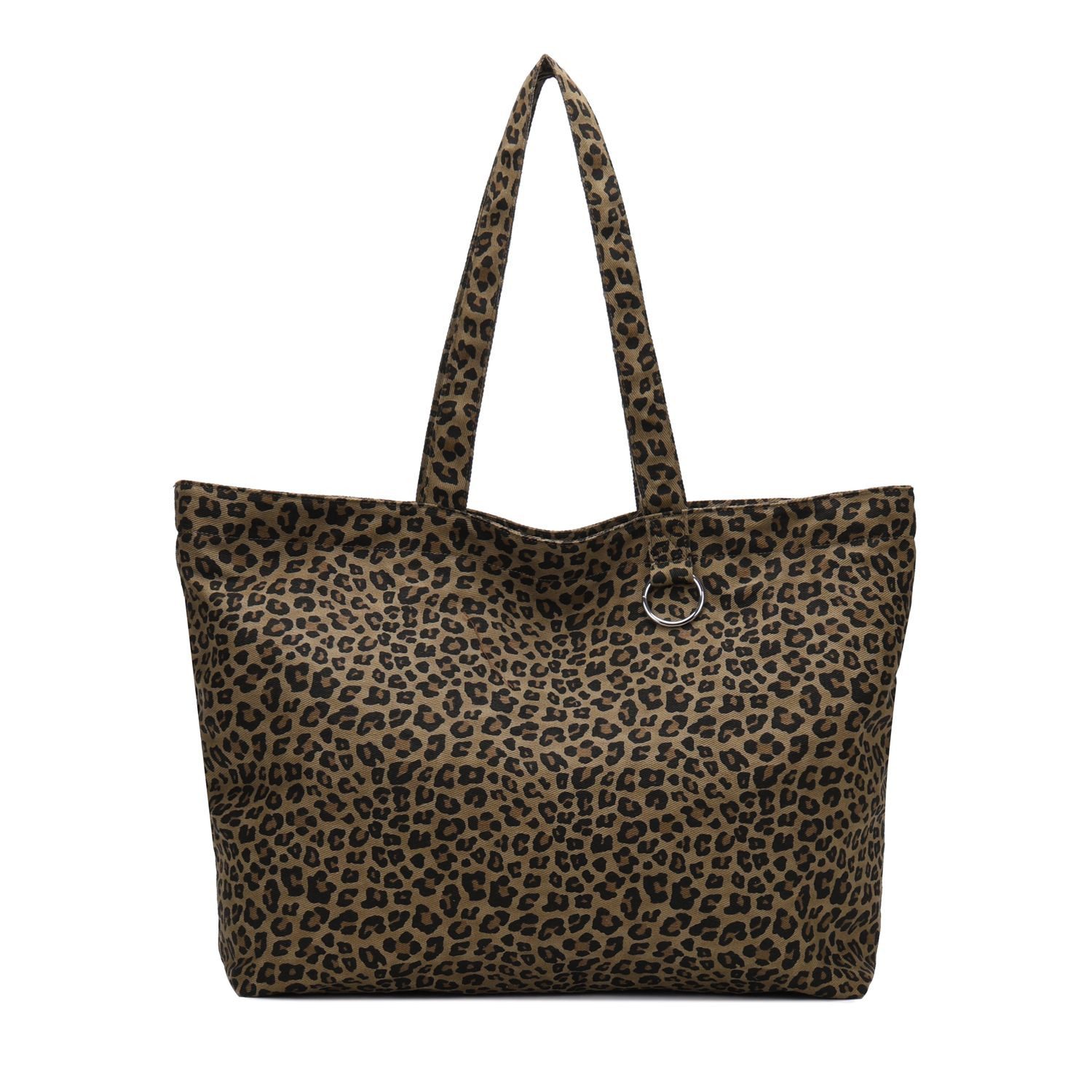 ITALYSHOP24 Schultertasche XXL Damen Leo Tasche Shopper Canvas Tote Bag Weekender Beuteltasche, Leopard Print Umhängetasche Tragetasche Shopping Henkeltasche Reise
