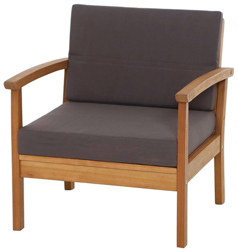 Siena Garden Gartenlounge-Set Tavira, (2x Sessel, 1x 2er-Sofa, 1x Tisch), Eukalyptus FSC 100%, inkl. Kissen