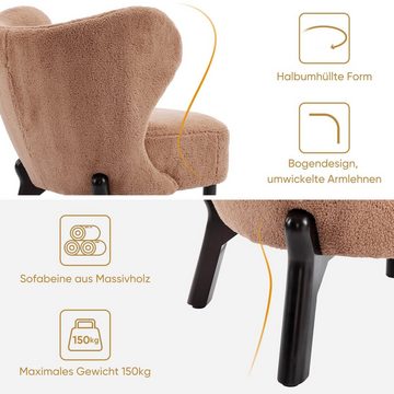 SeedWave Sessel Moderner Sessel mit Sherpa-Stoff, Gepolsterter Ohrensessel