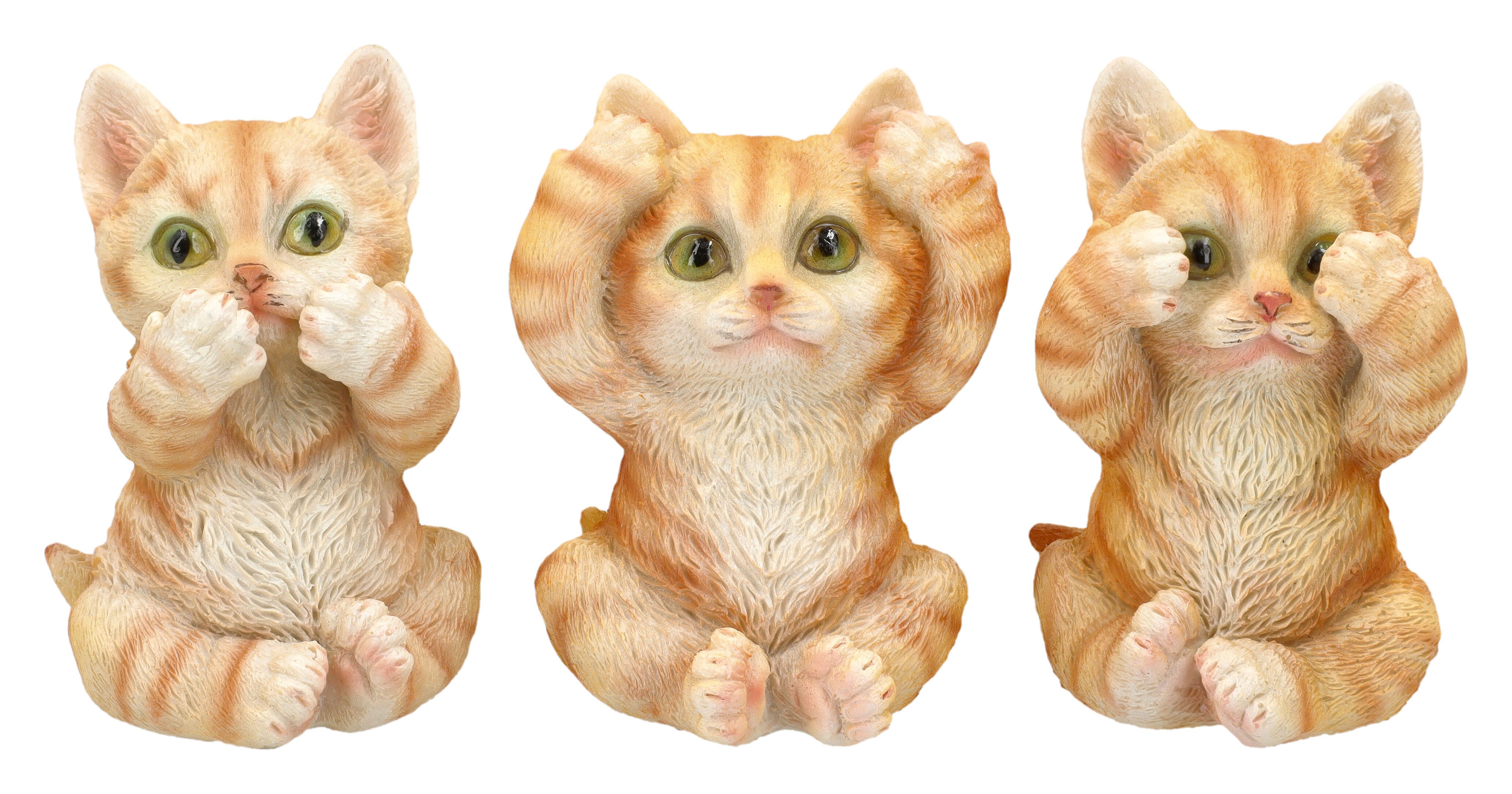 Figuren Shop GmbH Tierfigur Katzen Dekofigur Set – Drei Kätzchen Skulptur Tierfigur 9 cm Deko