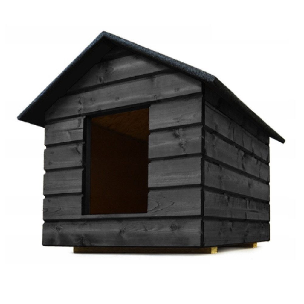QLS Tierhaus Hundehütte L 80x60x68 cm, mit Vorhang Isoliert Winterfest Outdoor Draußen