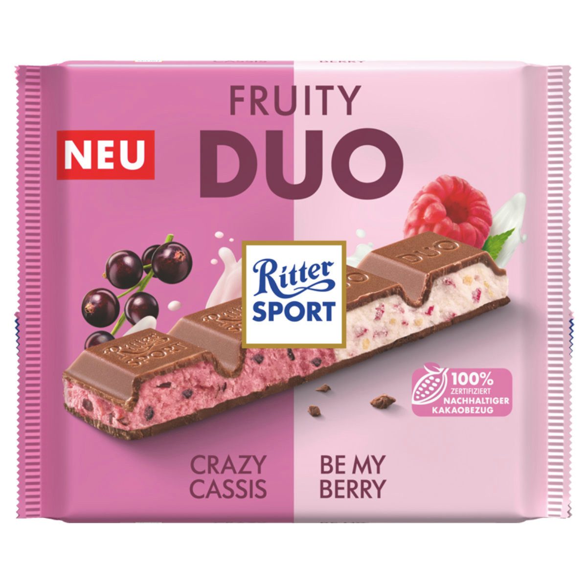 Ritter SPORT Schokolade, Ritter Sport Fruity Duo Joghurt Creme und Himbeer Stückchen 218g