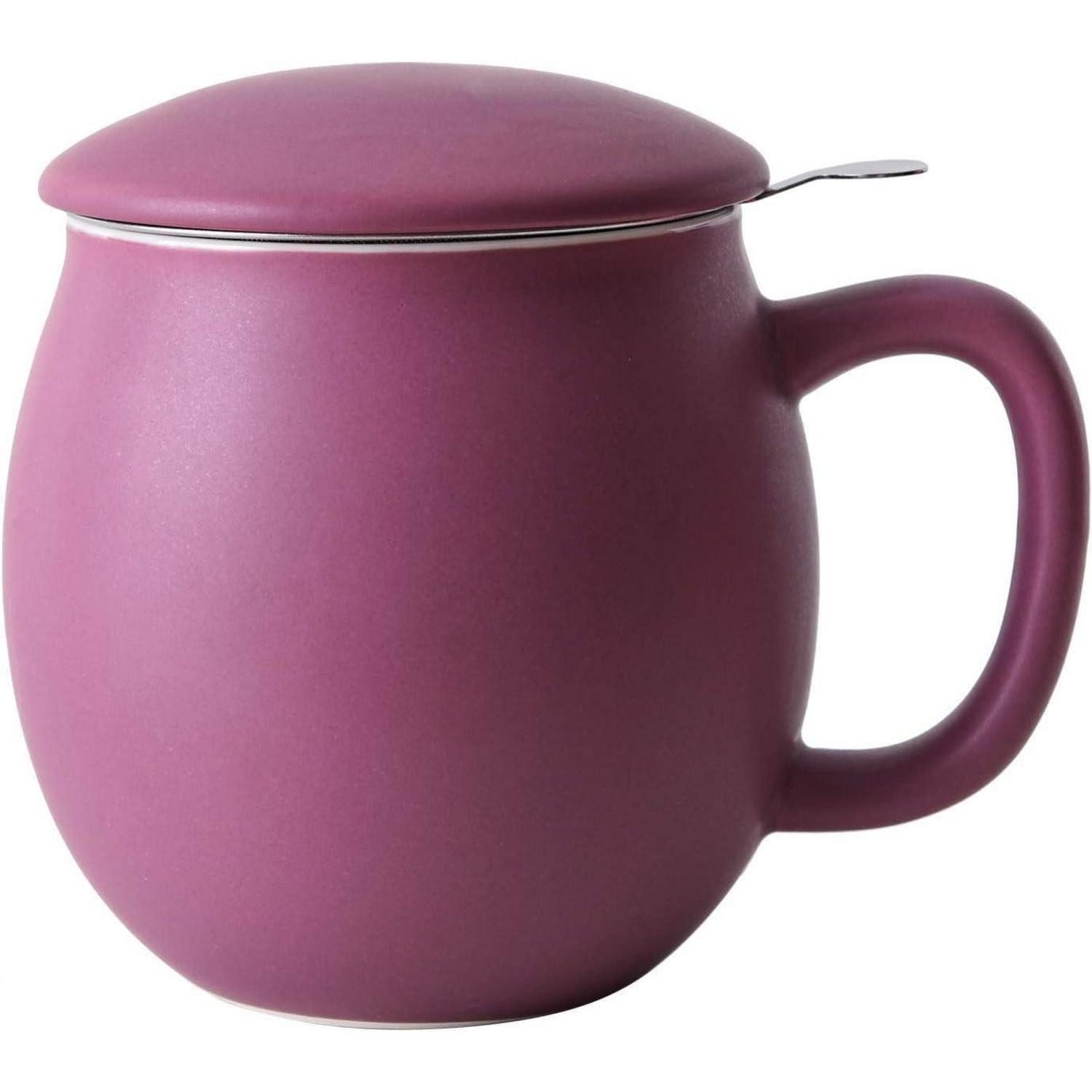 LuxusKollektion Tasse Keramik-Teetasse mit Sieb 360ml mattviolett, Keramik