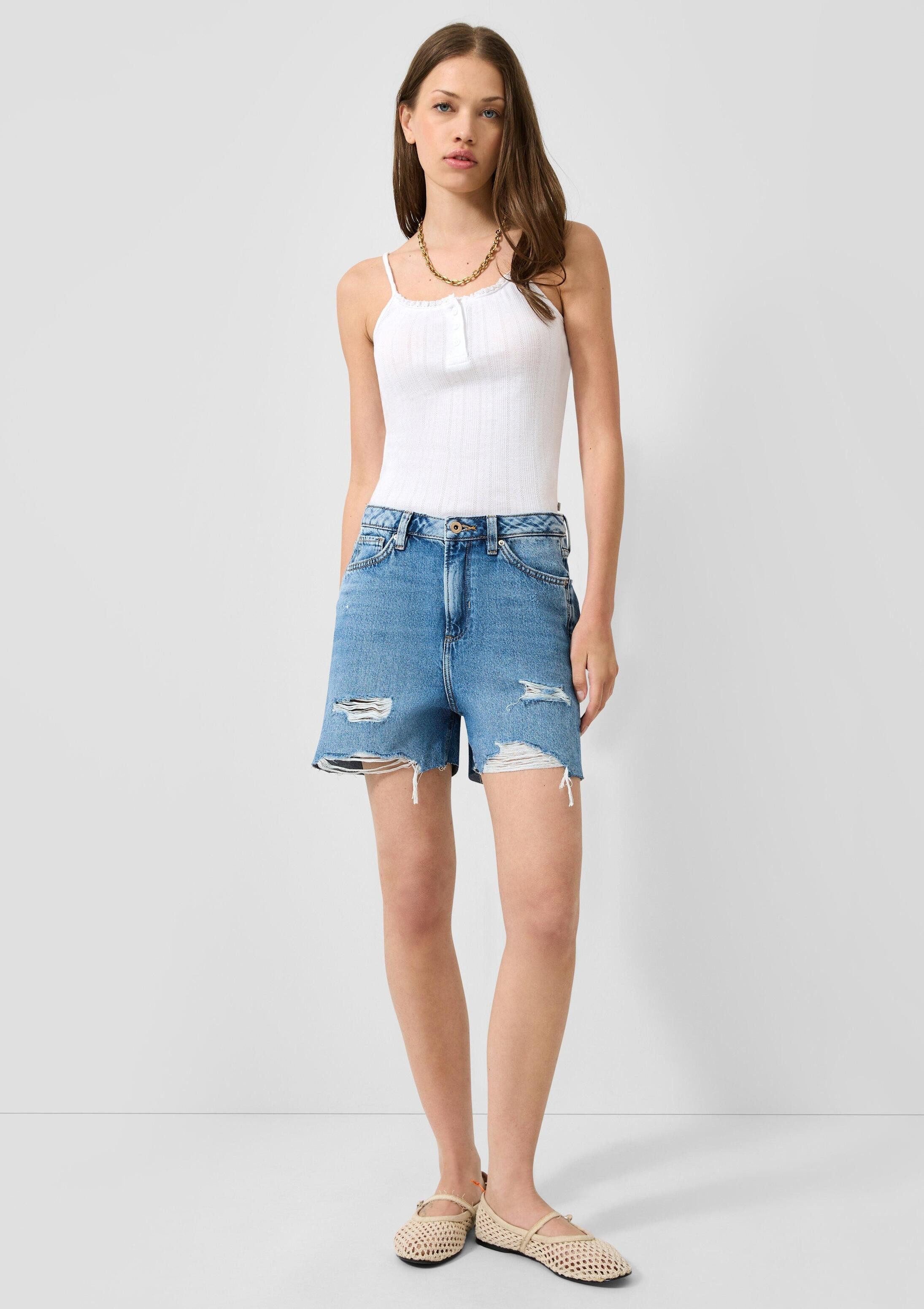QS Muskelshirt T-Shirt Spaghettitop mit Ajourmuster