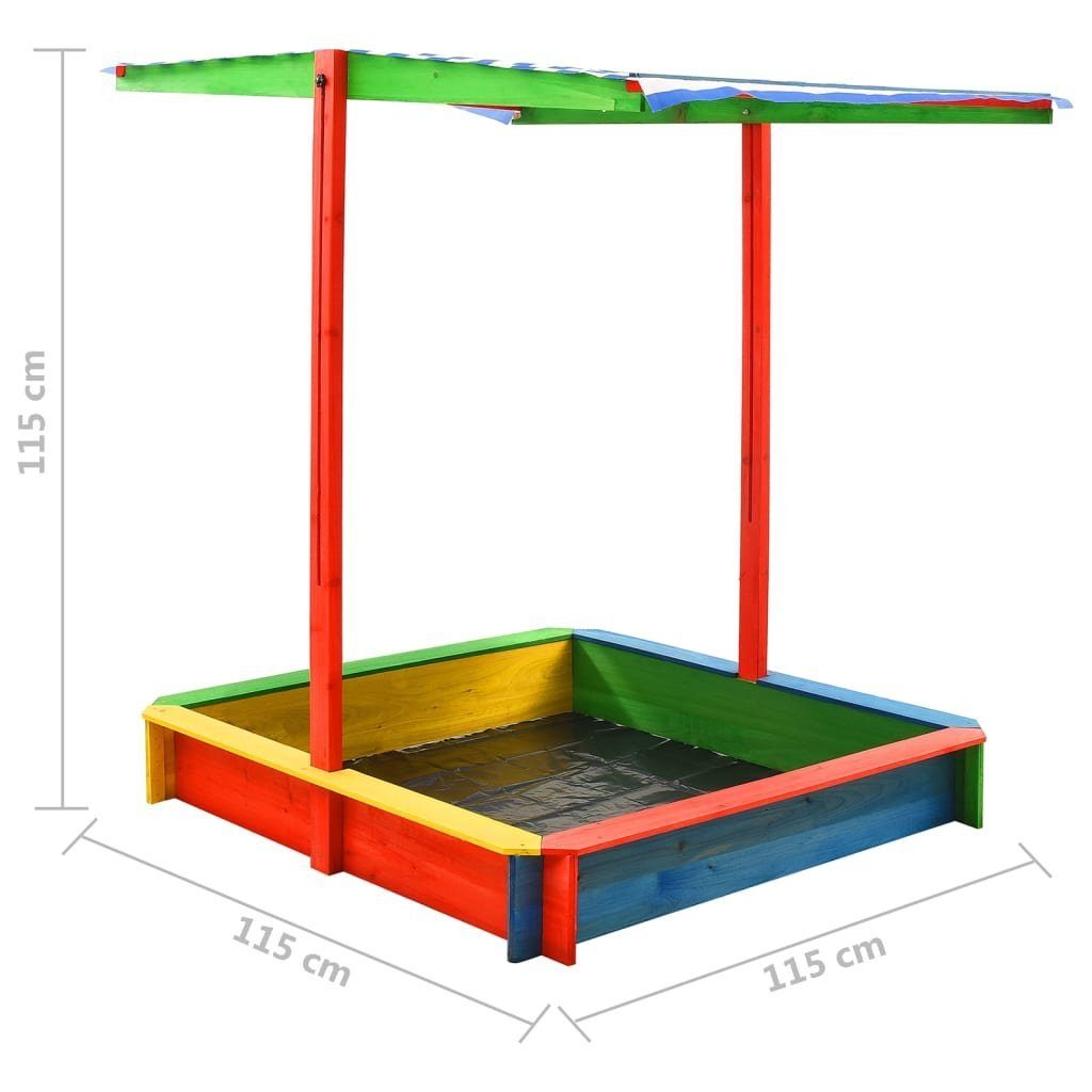 Tannenholz mit Dach Sandkasten Mehrfarbig Verstellbarem Sandkiste Sandkasten vidaXL UV50