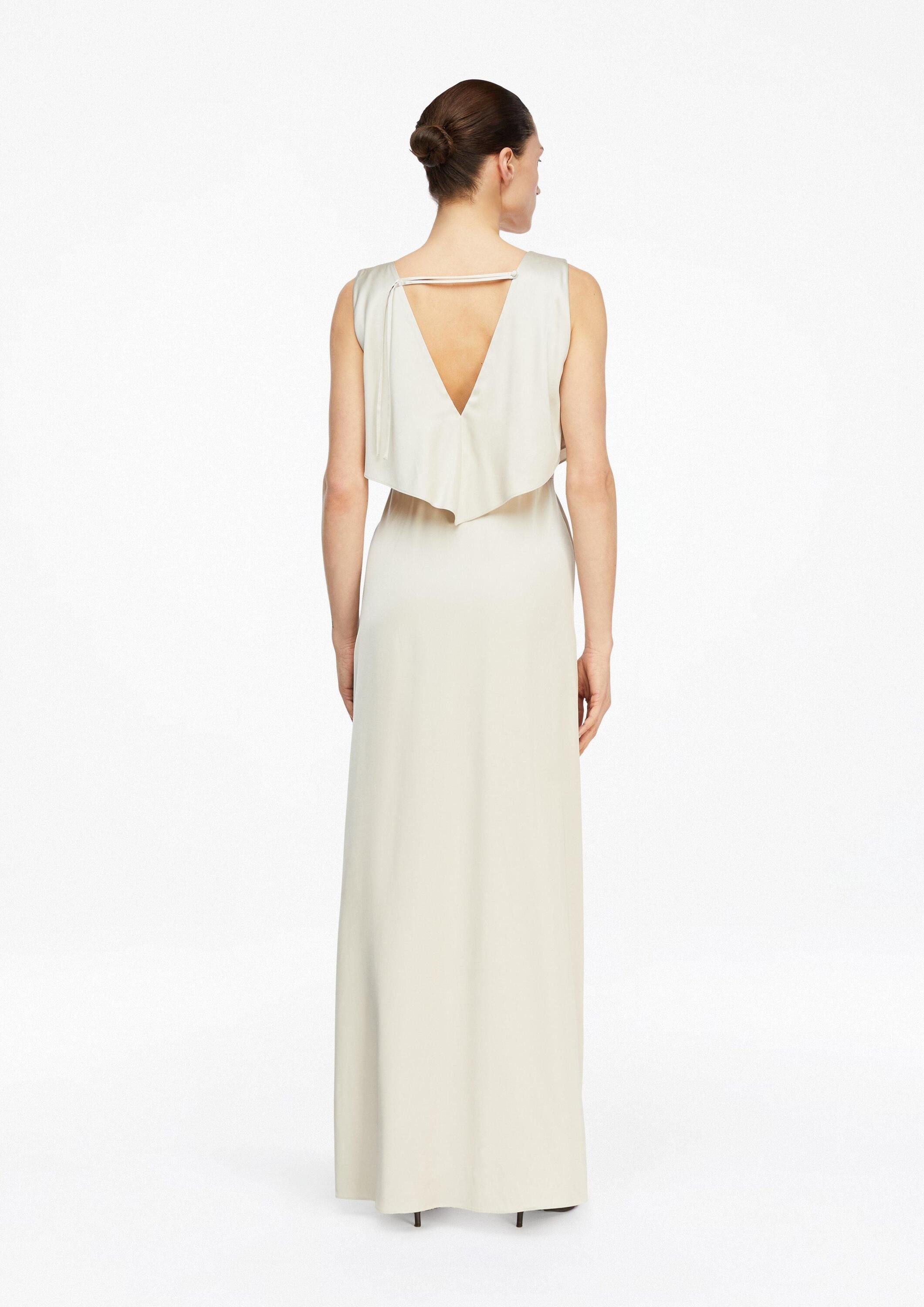 comma Maxikleid Kleid Satinkleid mit V-Auschnitt und Volants