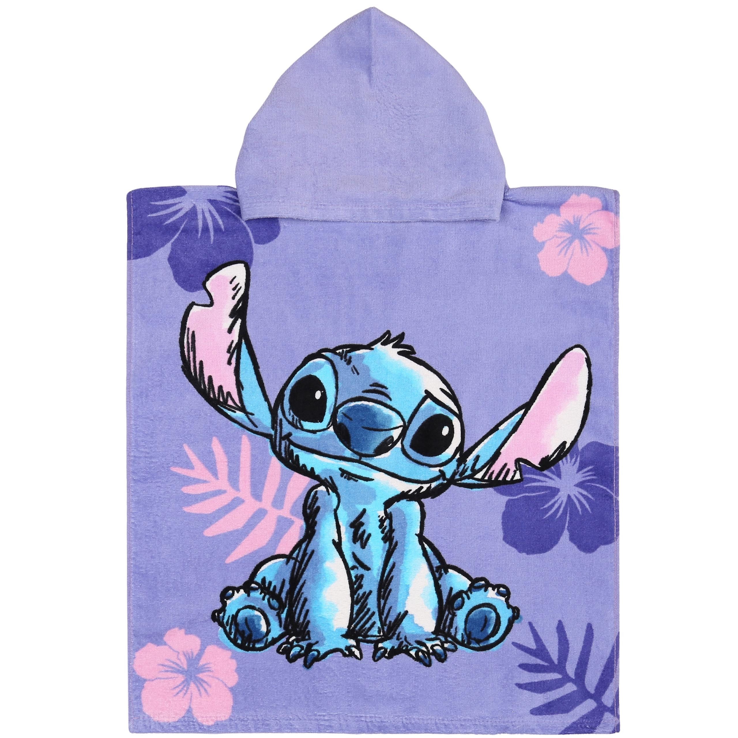 Disney Badetücher Disney Stitch Kinder-Badeponcho mit Kapuze, Strandponcho aus Baumwolle
