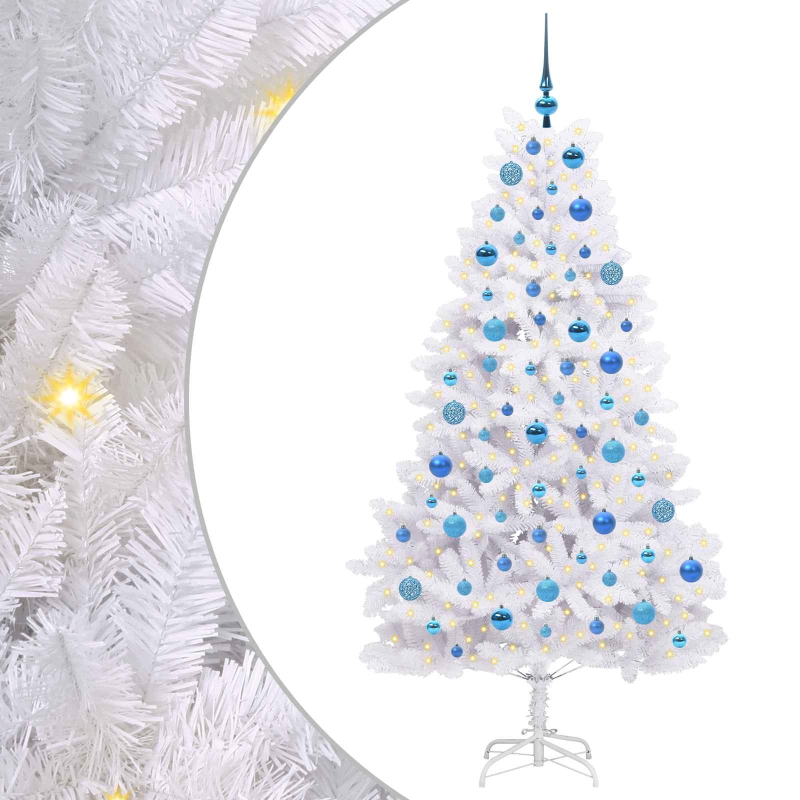 vidaXL Künstlicher Weihnachtsbaum Künstlicher klappbarer Weihnachtsbaum Weiß 180 cm PVC und Stahl