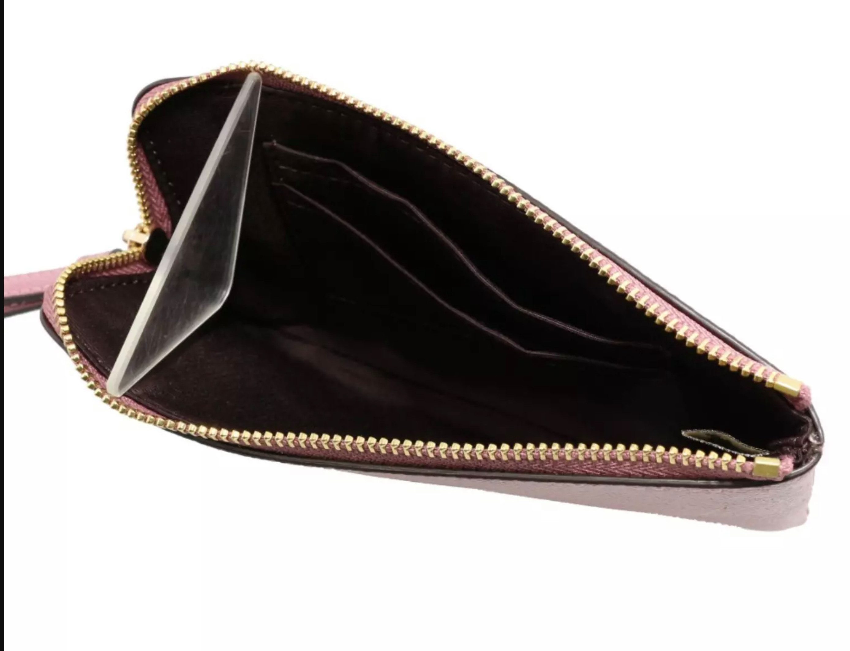 COACH Clutch Damen Handgelenktasche Wristlet Leder Tasche Handtasche, Crossgrain-Leder,Zwei Kreditkartenfächer für mehr Übersichtlichkeit