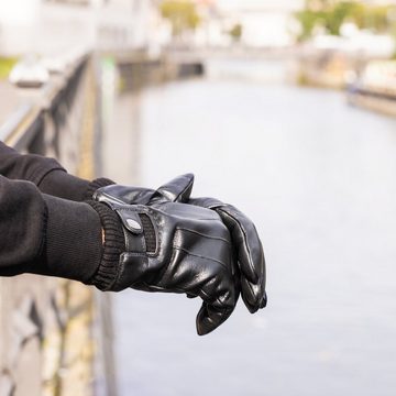 Navaris Lederhandschuhe Touchscreen Leder Handschuhe für Herren - Handschuhe aus Nappa