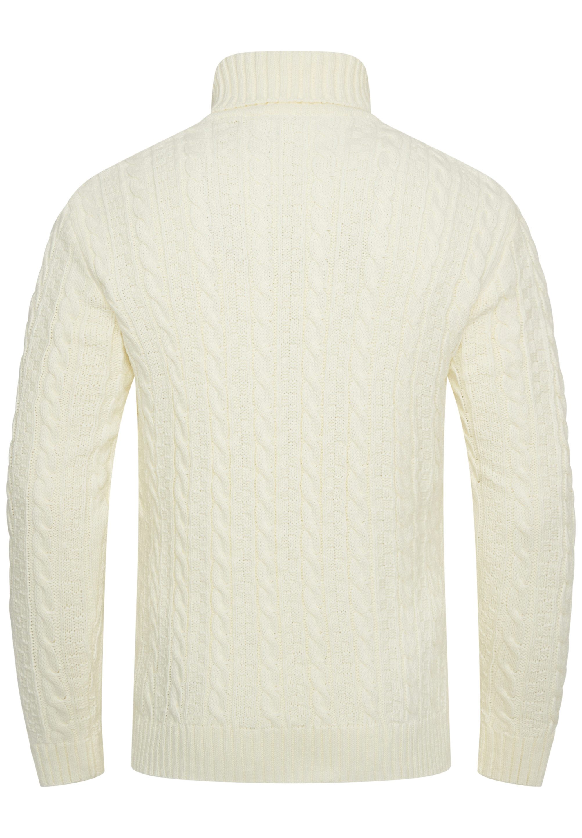 behype Rollkragenpullover BSLANA Grobstrick Zopf-Muster Winterpullover günstig online kaufen
