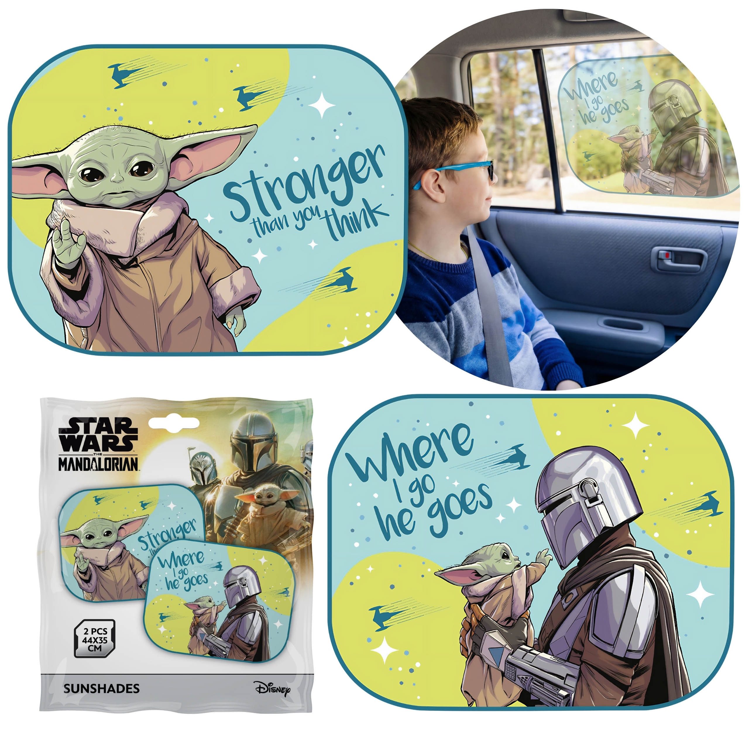 Star Wars Autosonnenschutz Star Wars Mandalorian Sonnenschutz Auto, 2er-Set mit Saugnäpfen