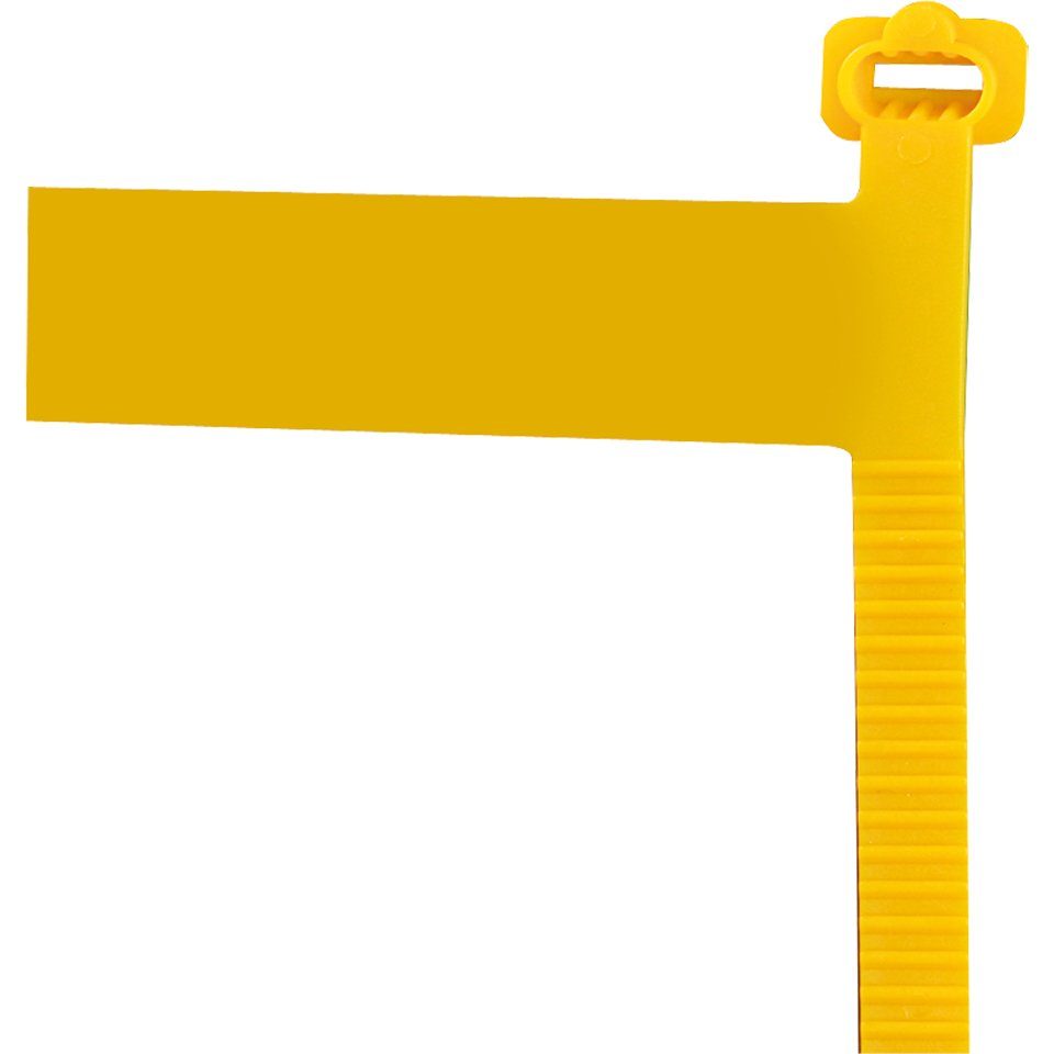Hinweisschild Kabelbinder mit Kennzeichnungsfeld,gelb,PVC,bis Ø40mm,9x170mm,200/VE