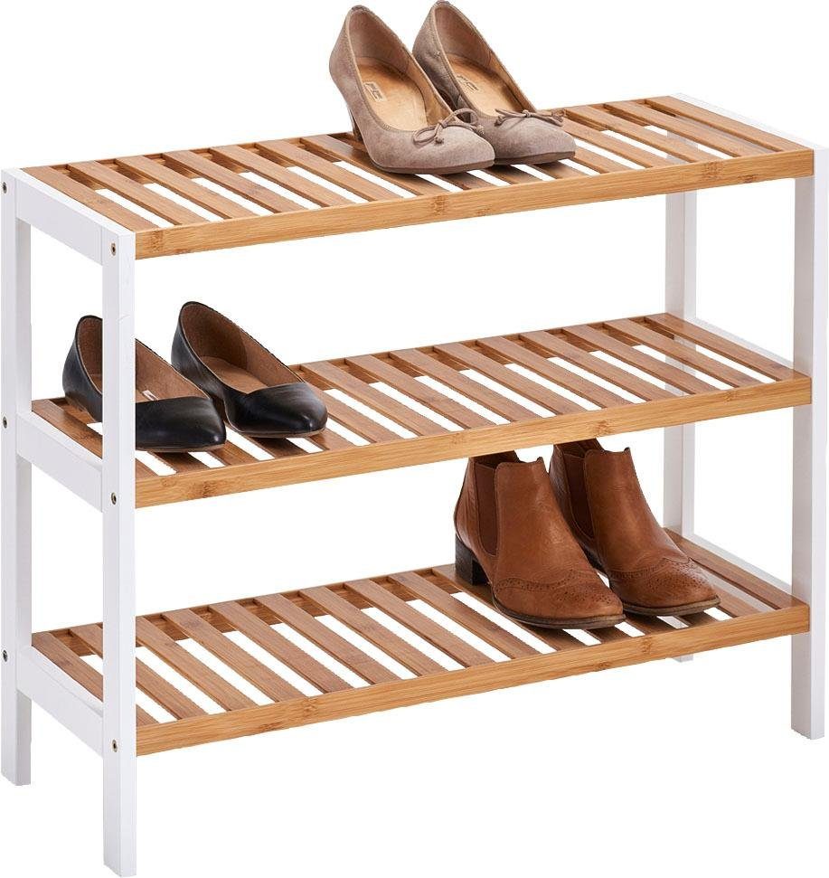 Zeller Schuhregal mit 3 Ablagen, Bamboo/MDF, weiß OTTO