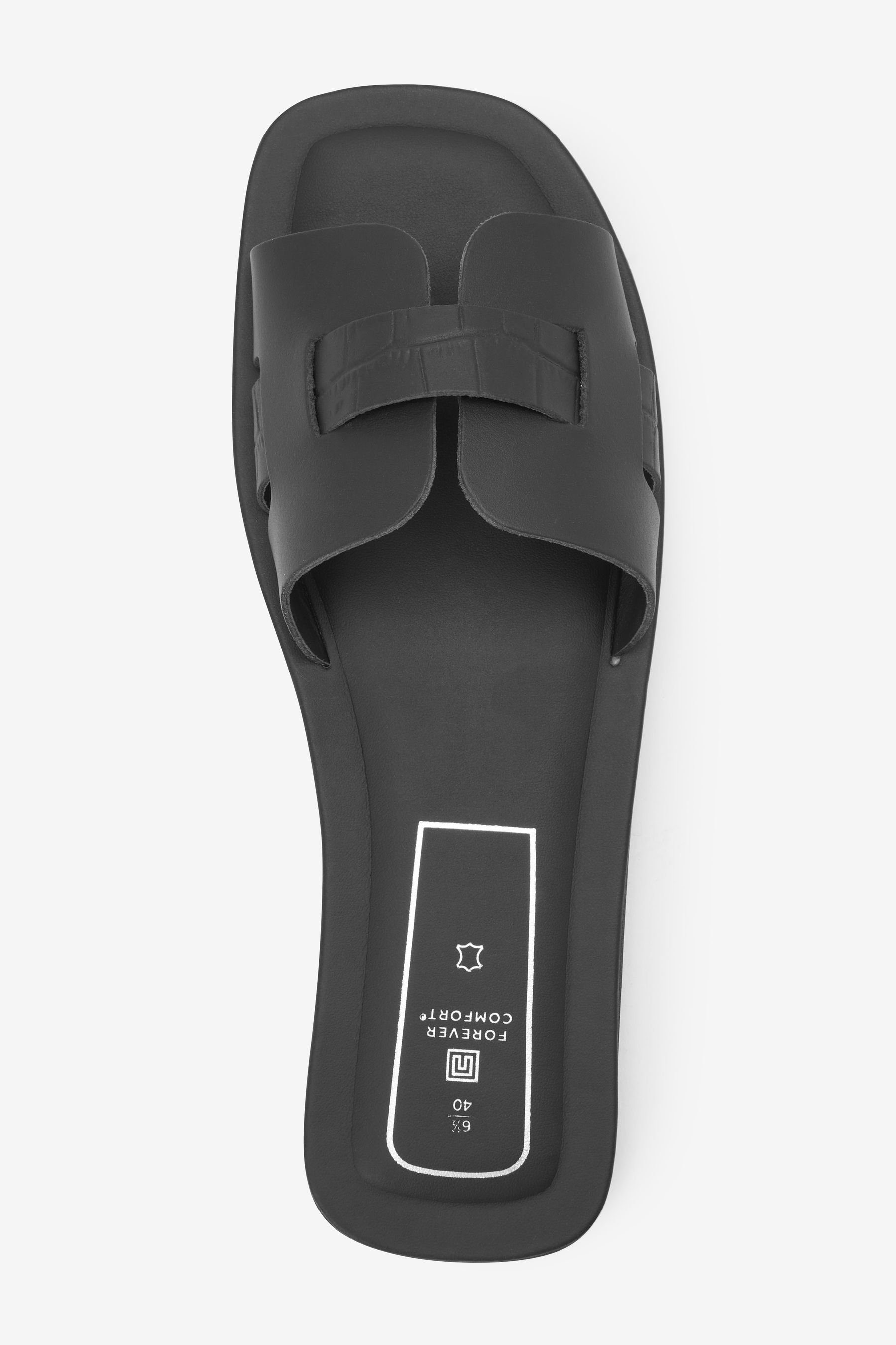 Next Forever Comfort® Pantoletten Croc Black Pantolette (1-tlg) Leder aus Effect