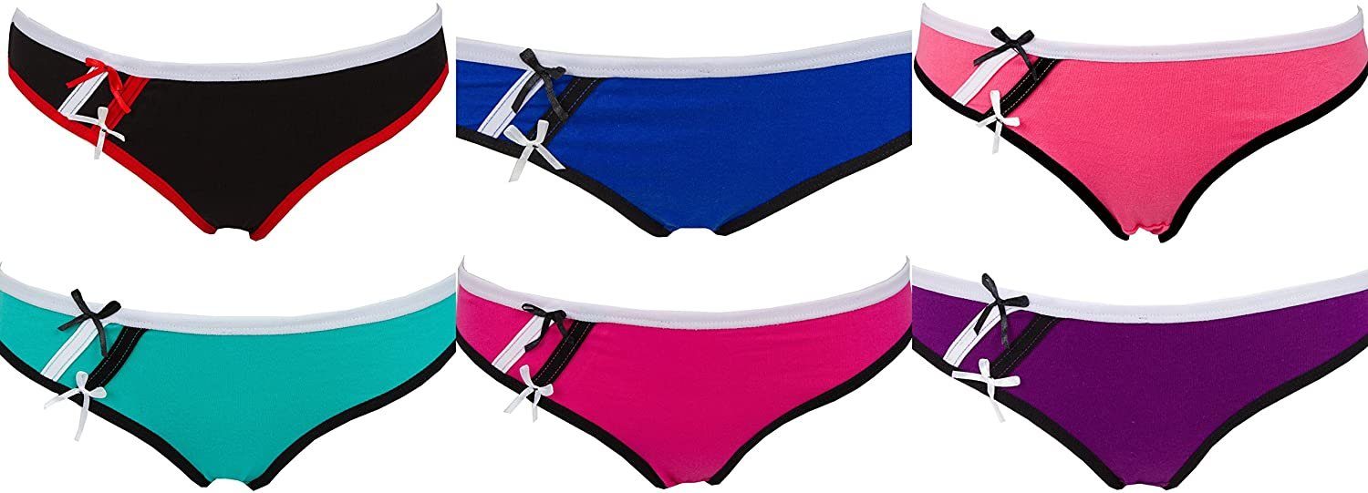AvaMia Panty 6er Pack Pantys mit Spitze Uni Hotpants Hipster French Knickers Damen Teen Unterhose 86927 (6er Set) 6er Pack Pantys mit Spitze Uni Hotpants Hipster French Knickers Damen Teen Unterhose 86927