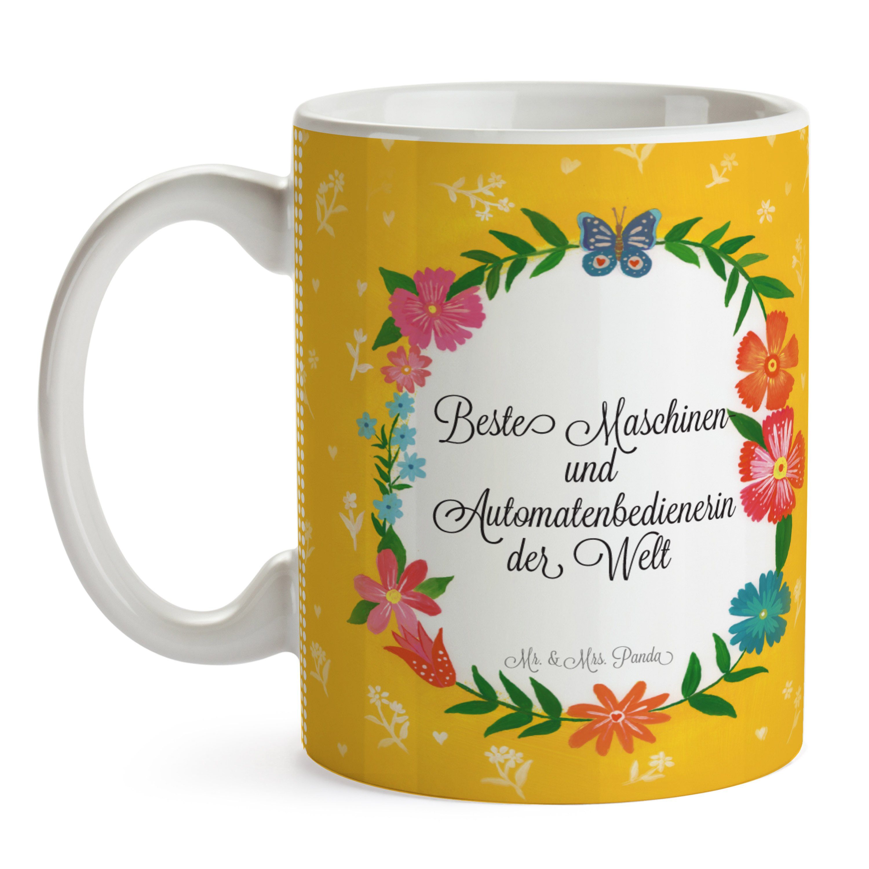 und & Tasse Mrs. Keramik Po, Panda Teetasse, Geschenk, Schenken, Mr. Automatenbedienerin - Maschinen-