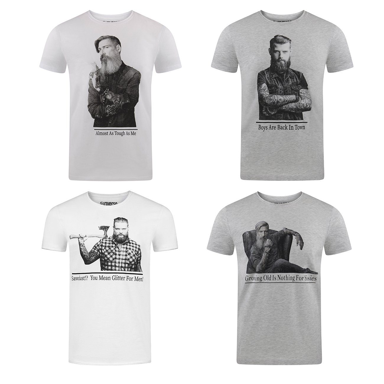 riverso T-Shirt Herren Fotoprintshirt RIVHarald Regular Fit (4-tlg) Kurzarm Tee Shirt mit Rundhalsausschnitt aus 100% Baumwolle Farbmix 4