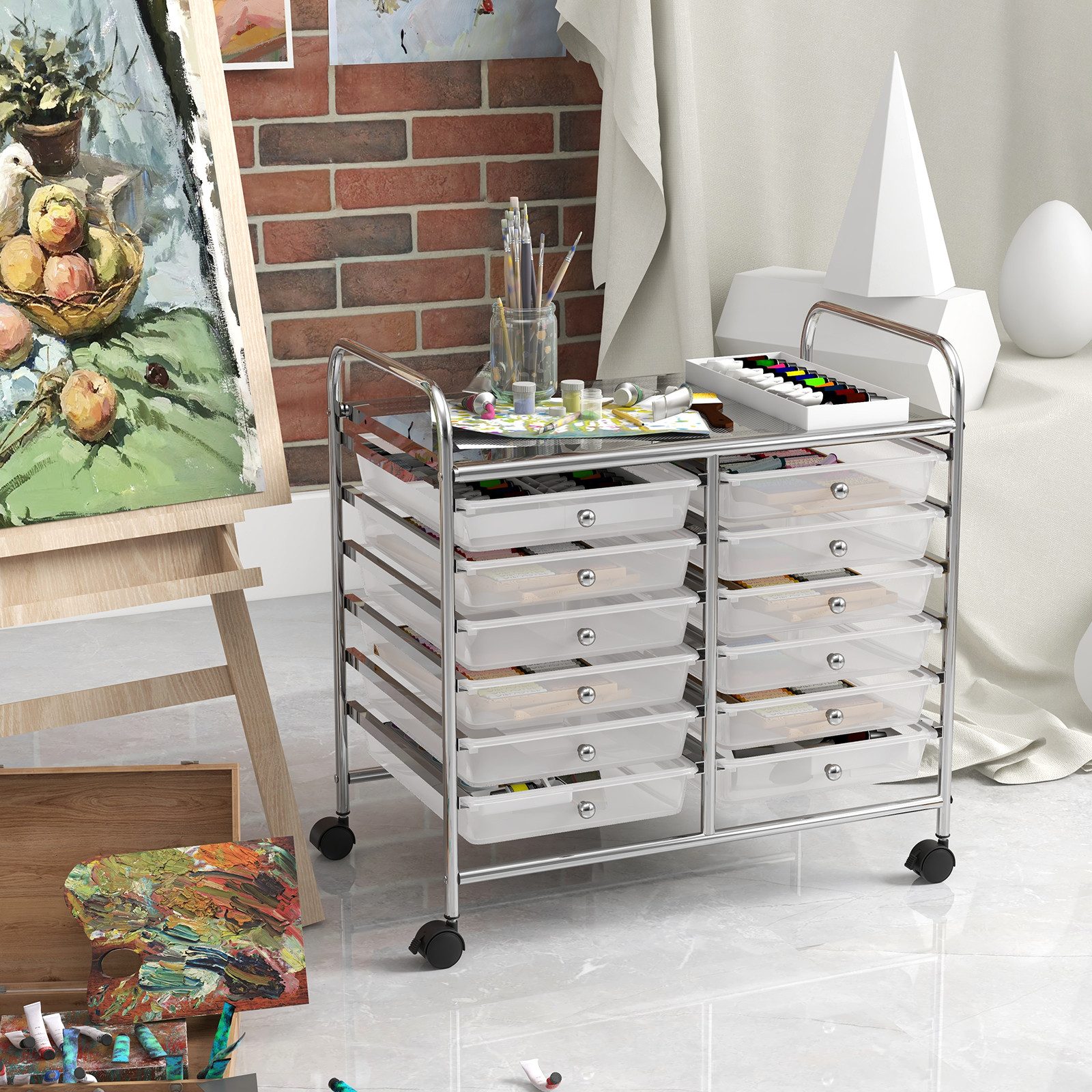 COSTWAY Rollcontainer, mit Schubladen Kunststoff, Rollwagen günstig online kaufen