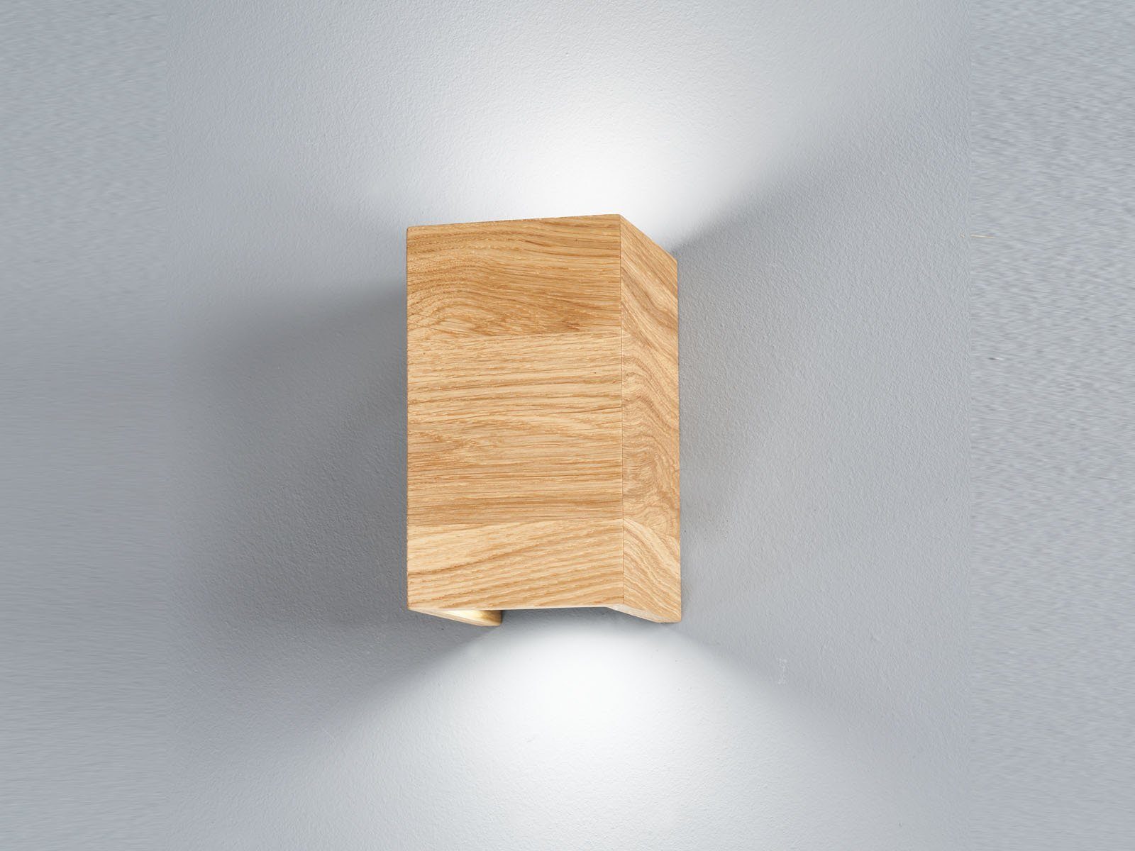 Holz-Lampen 10cm 2er Wandleuchte, LED meineWunschleuchte Wand-Beleuchtung wechselbar, indirekte Warmweiß, breit, SET LED innen