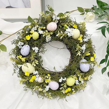 ANLÜDE Osterkranz 14 Zoll künstliche Blume Gras Ostern Kranz Egg Wreath