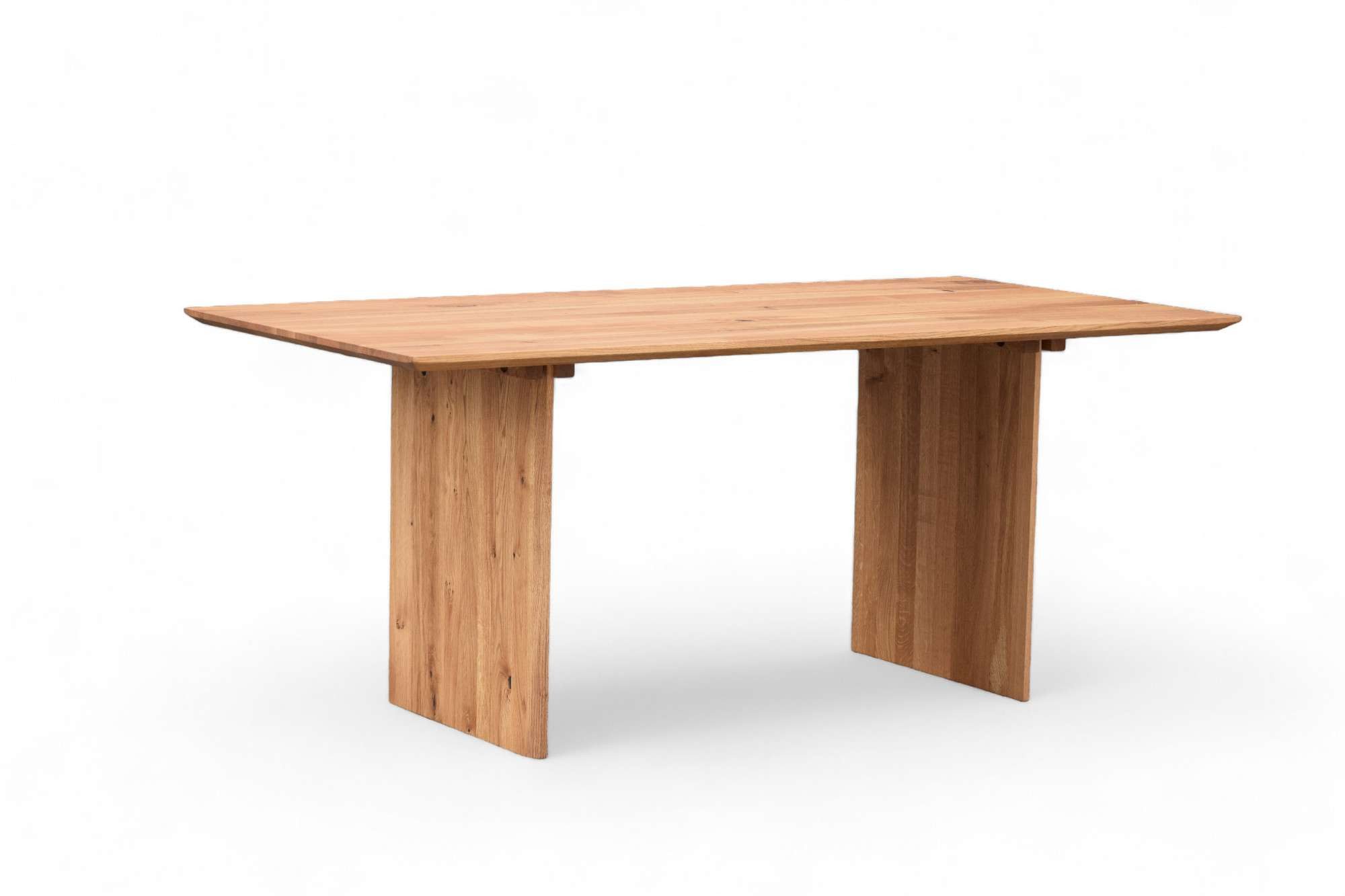 Home affaire Esstisch Waldhain Küchentisch, Holz-Wangengestell, Wildeiche massiv geölt, Baum Kante oder Schweizer Kante, erhältlich in 3 Größen, natur geölt