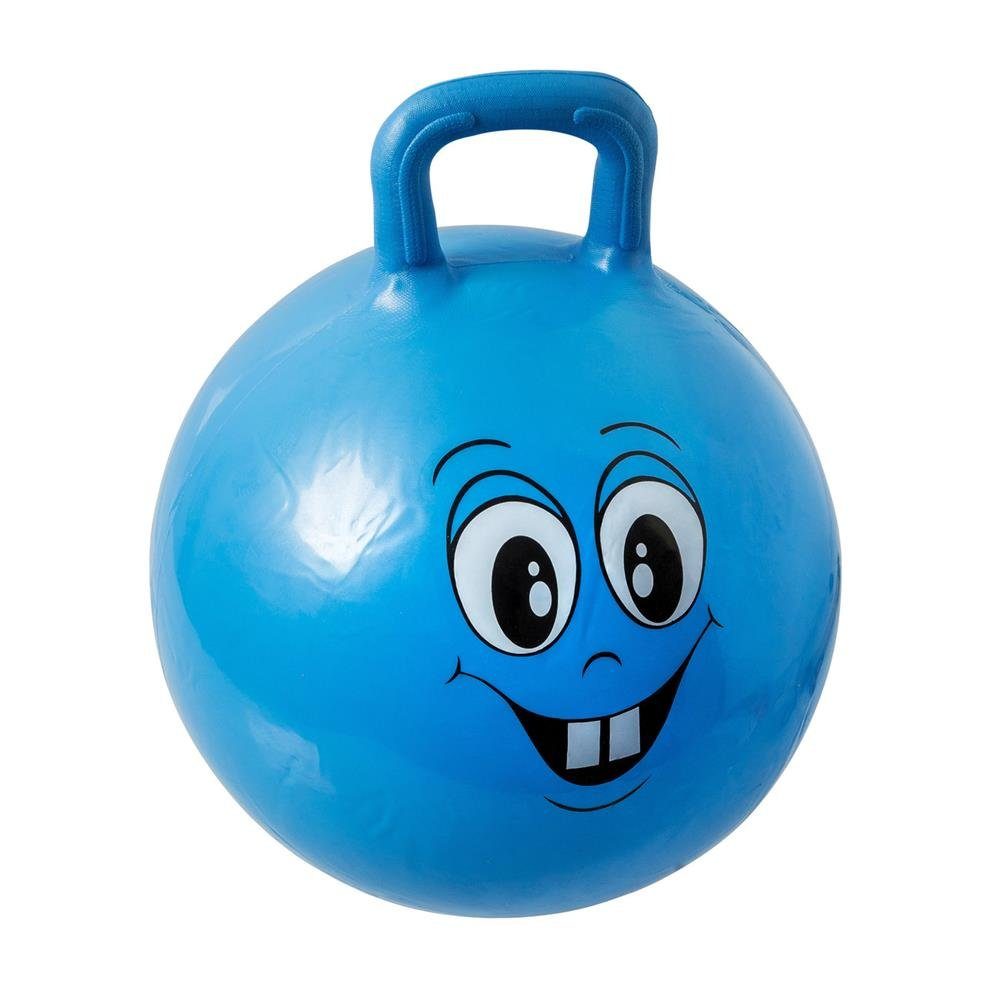 Idena Hüpfball Happy Face, Blau, 40-50 cm Durchmesser, belastbar bis 50 kg