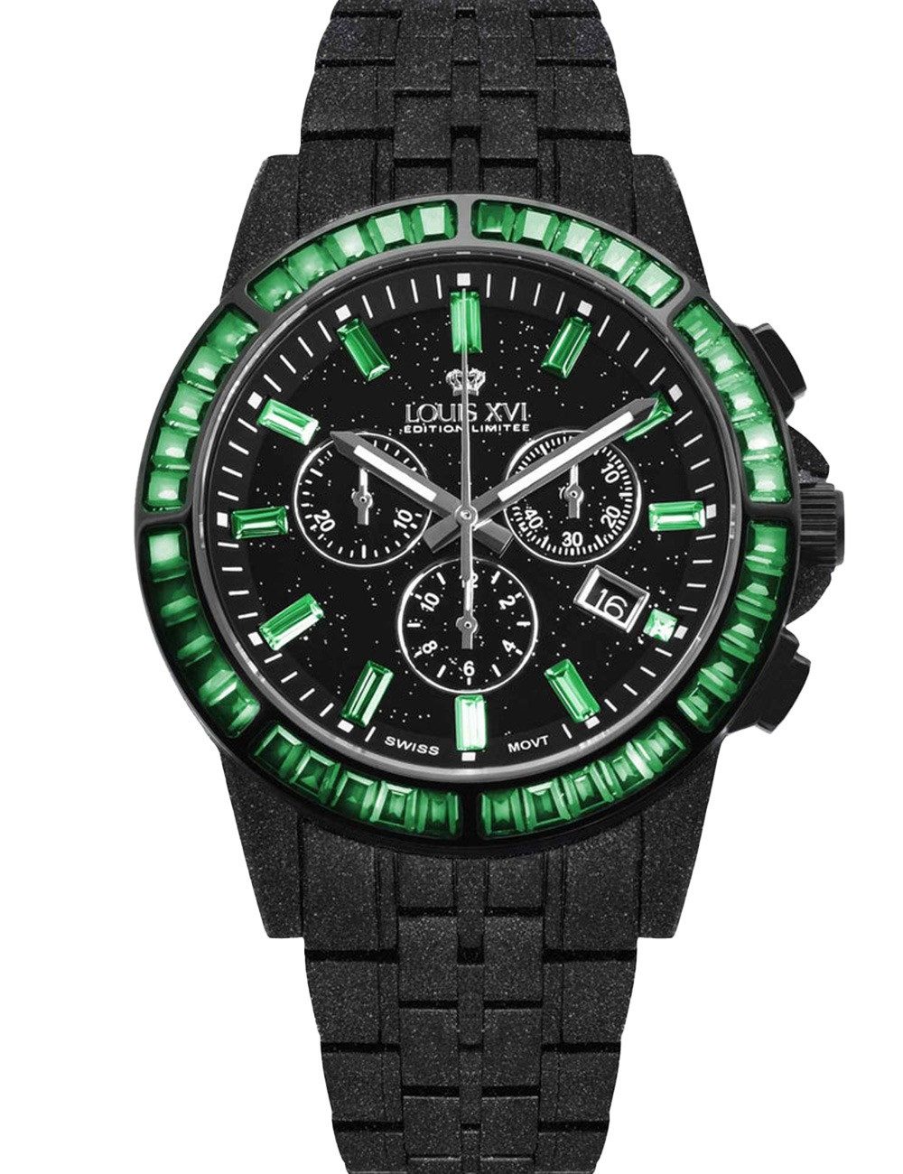 Quarzuhr Louis XVI LXVI1182 Herrenuhr Majeste Frosted Iced Out Chrono Limited 4 Louis XVI LXVI1182 Herrenuhr Majeste Frosted Iced Out Chrono Limited 43mm 10ATM