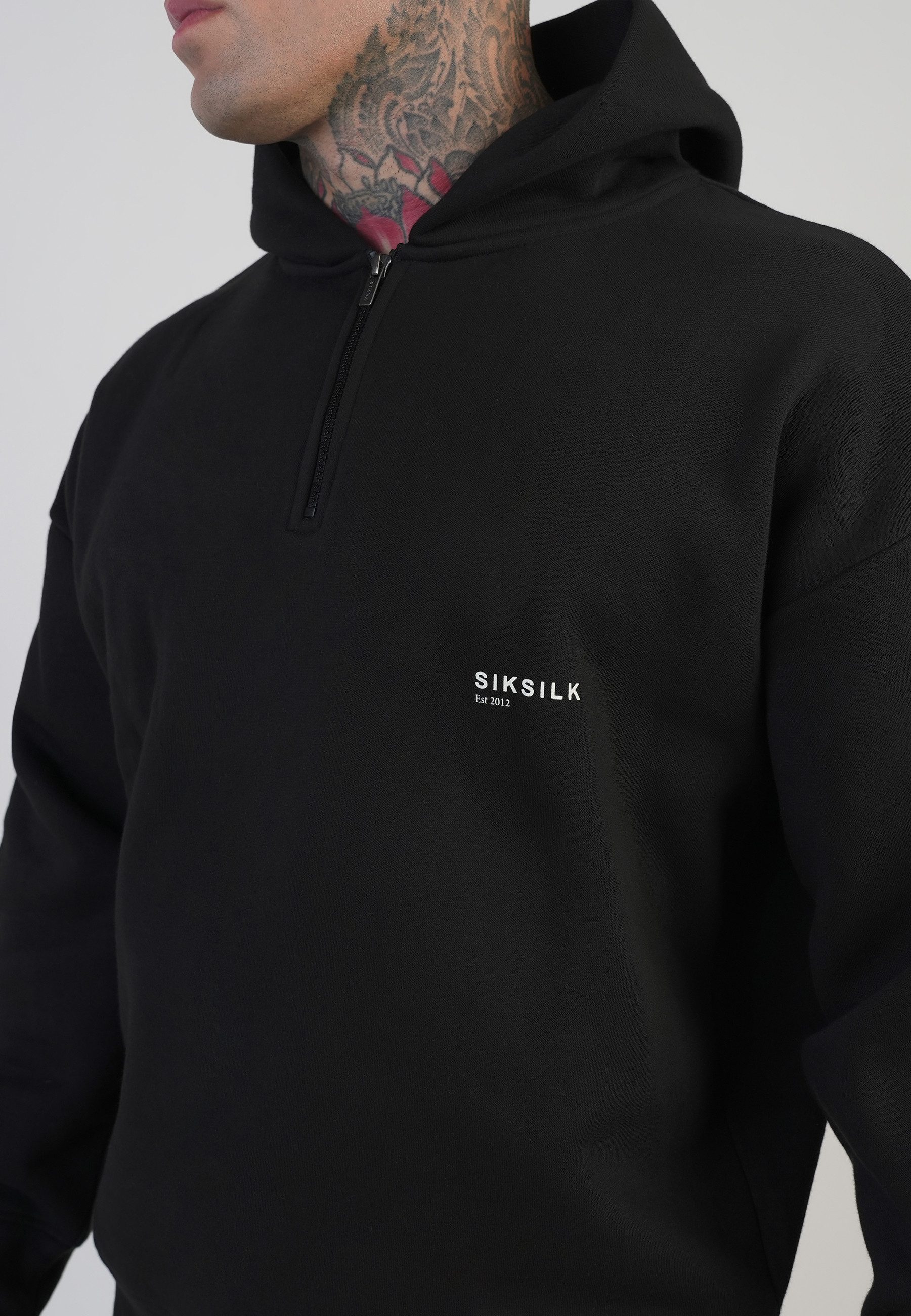 Siksilk Hoodie SikSilk Herren Grafik-Hoodie mit halbem Reißverschluss