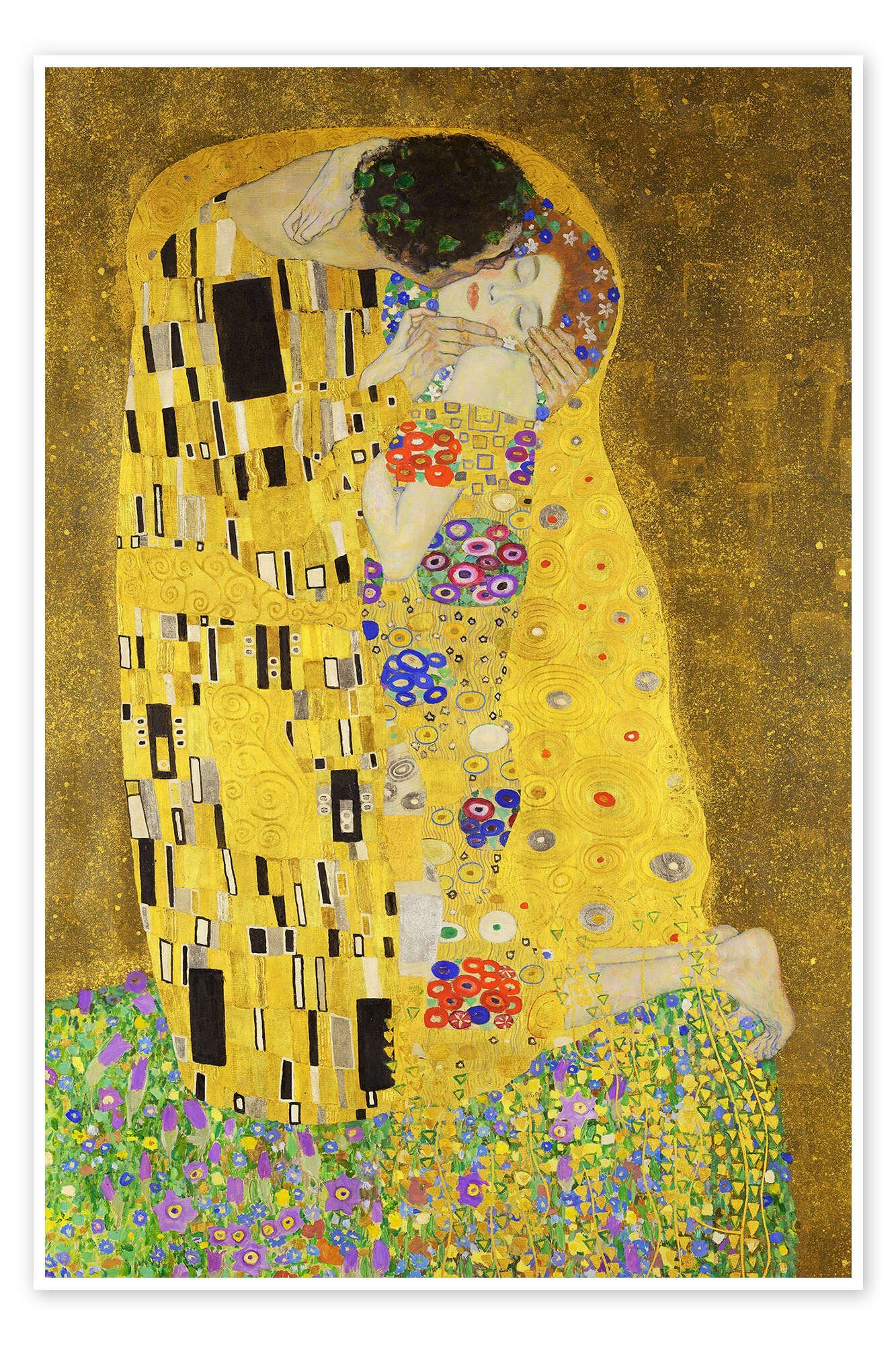 Posterlounge Poster Gustav Klimt, Der Kuss (Detail), Wohnzimmer Malerei