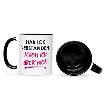 GRAVURZEILE Tasse Bedruckte Tasse mit Spruch - Hab ick verstanden Mach ick aber nicht, Farbe: Schwarz & Weiß