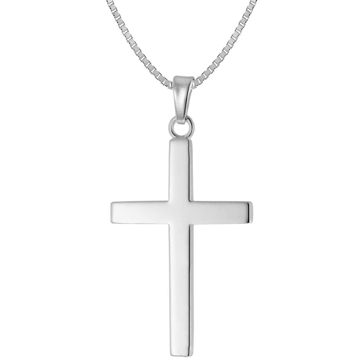 trendor Kreuzkette 41228, für Herren mit Kreuz-Anhänger 28 mm Silber 925