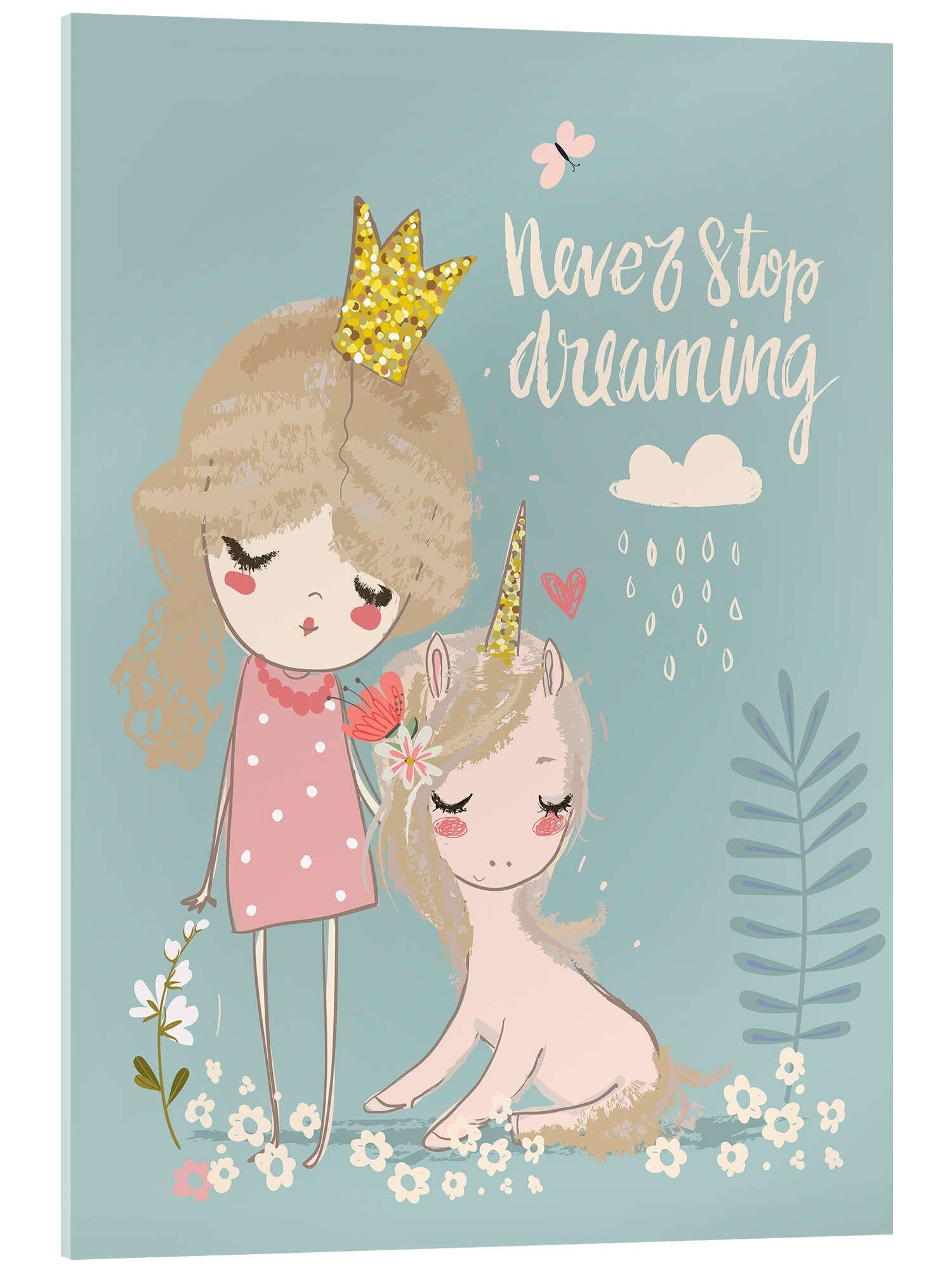 Posterlounge Wandbild Hör niemals auf zu Träumen (Englisch), Sweet Baby Nursery, erhältlich als Poster, Leinwandbild, Wandsticker oder Acrylglasbild