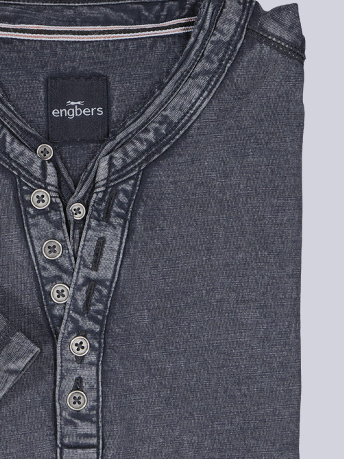 Engbers T-Shirt Herren Henley T-Shirt mit Knopfleiste, Saphirblau