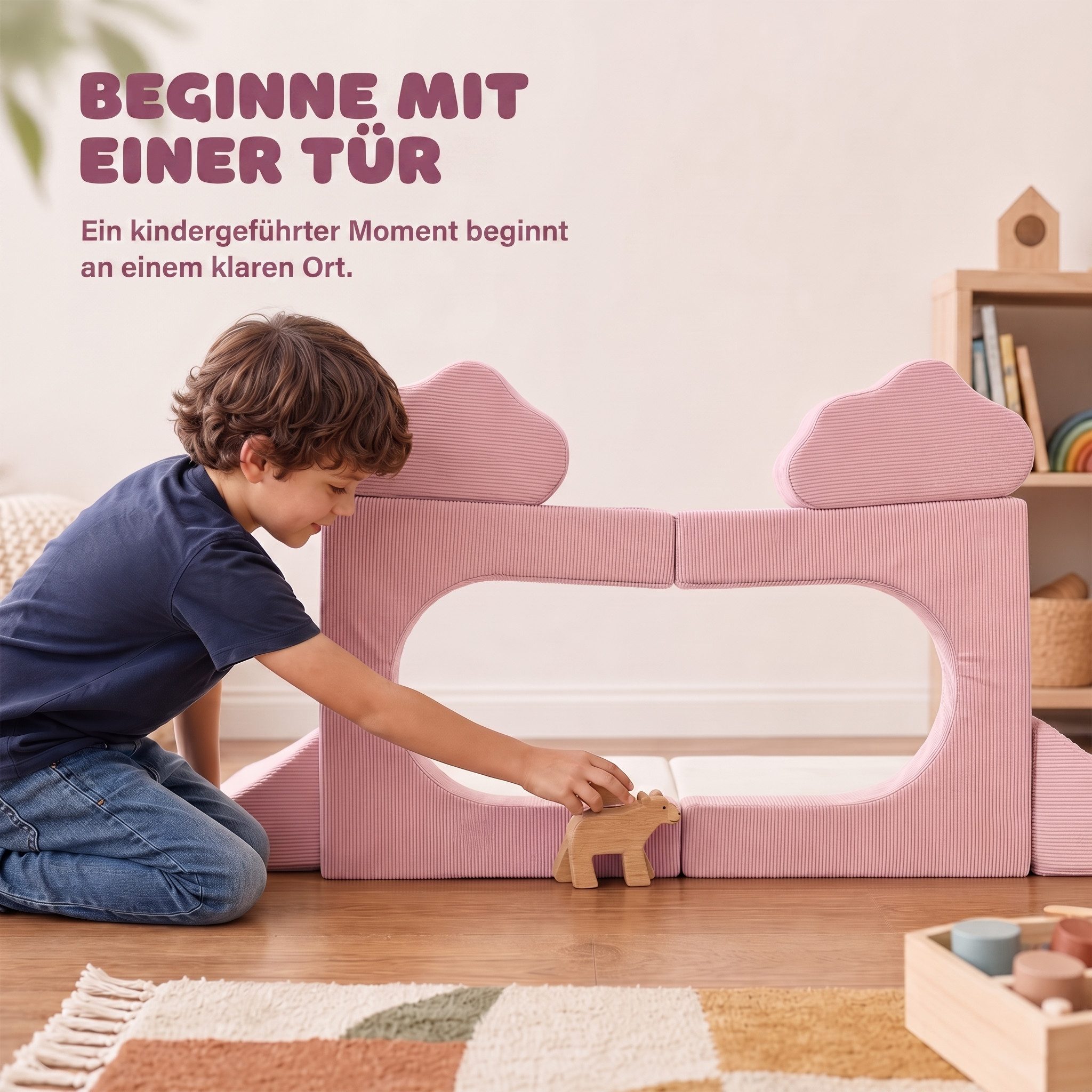 Jiexi Kindersofa Kindersofa Modular Spielsofa aus Cord Stoff Schaumstoff Couch – Bild 2 von 5