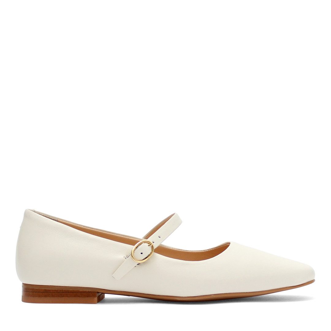 Celal Gültekin Mary Jane Riemchen Blockabsatz Karreekappe Damen Mary-Jane-Schuhe Glattleder, Echtleder-Futter & Decksohle, Beige, 40