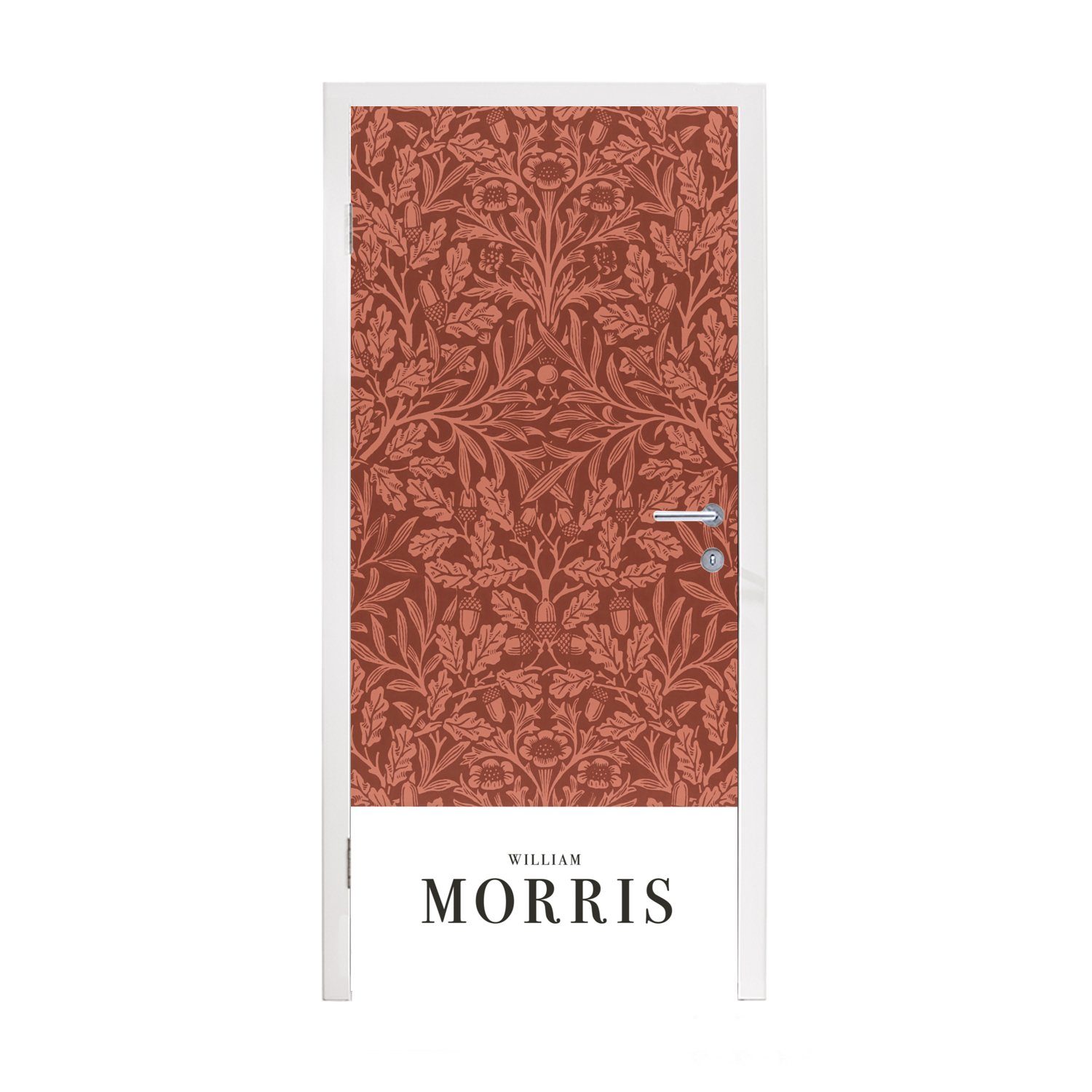 MuchoWow Türtapete Blätter - Pflanzen - Morris - Braun, Matt, bedruckt, (1 St), Fototapete für Tür, Türaufkleber, 75x205 cm