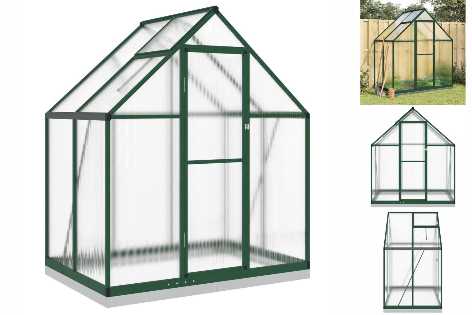 vidaXL Gewächshaus Gewächshaus mit Fundamentrahmen Grün 169x114x202 cm Aluminimum grün | Rabatt: 24%
