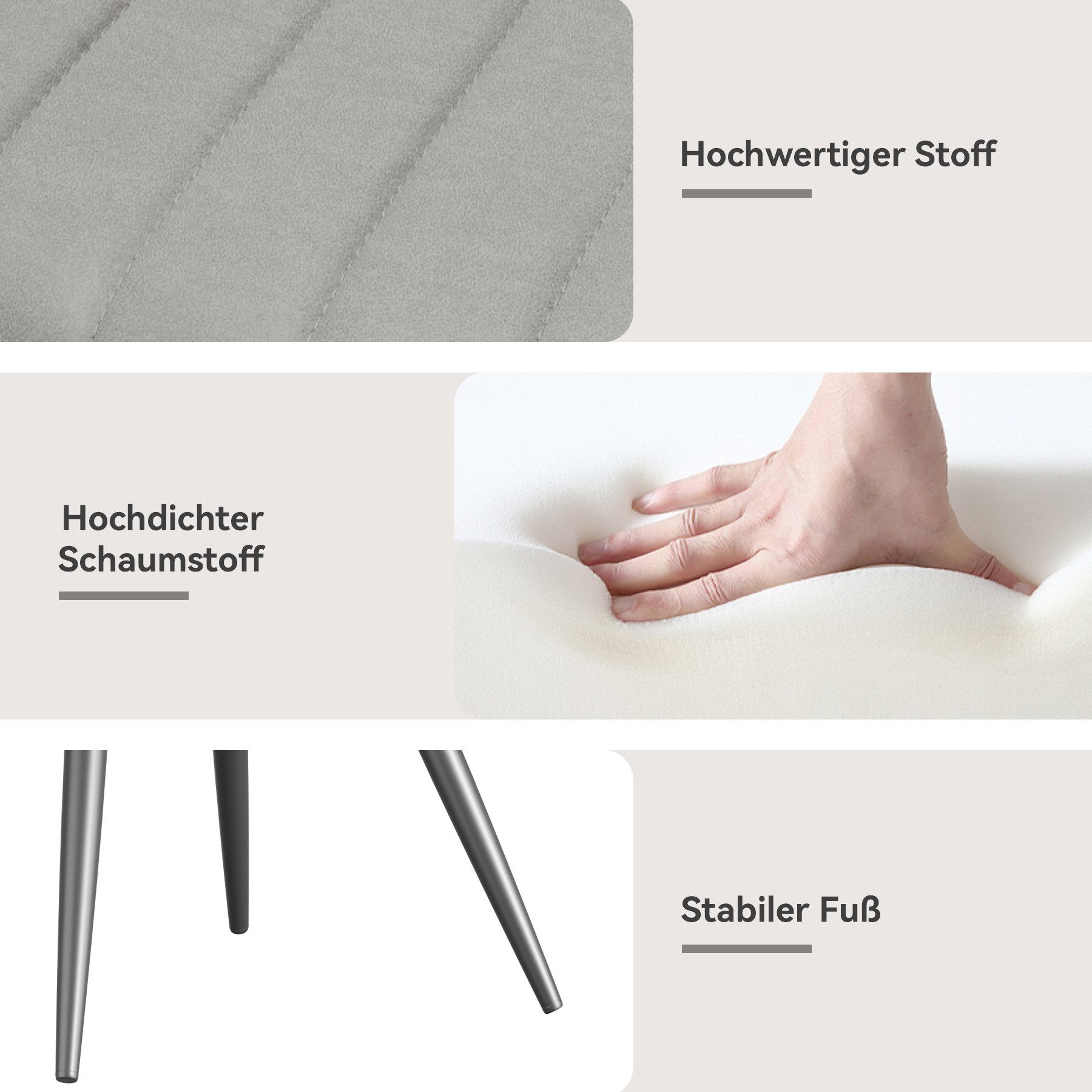 HawthyHome Esszimmerstuhl Stuhlset – Polsterstühle, Moderner Küchenstuhl (2 St), mit Ergonomischer Rückenlehne und Metallbeinen – Bild 4 von 5