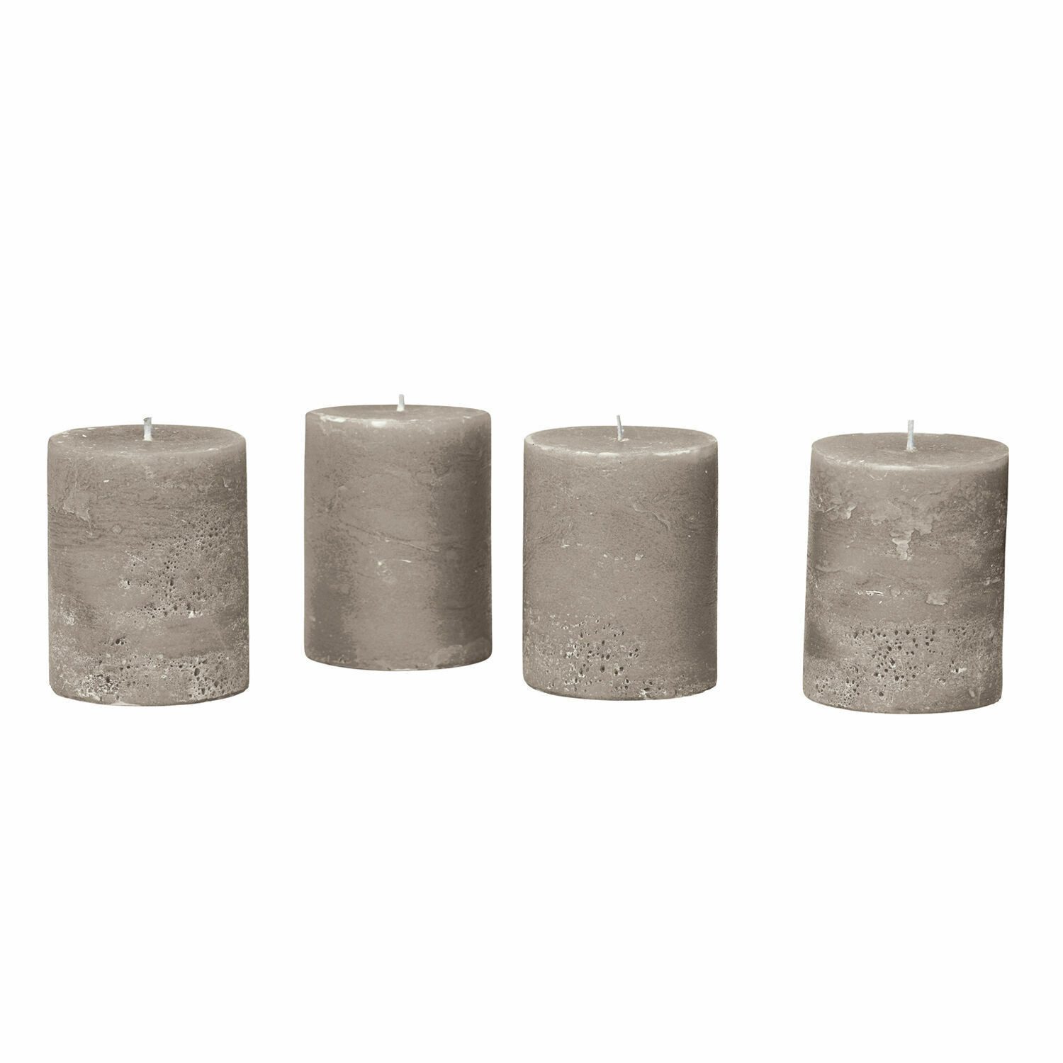 Mirabeau Stumpenkerze Kerze 4er Set Virrans taupe (4er Set, 4er Set), none