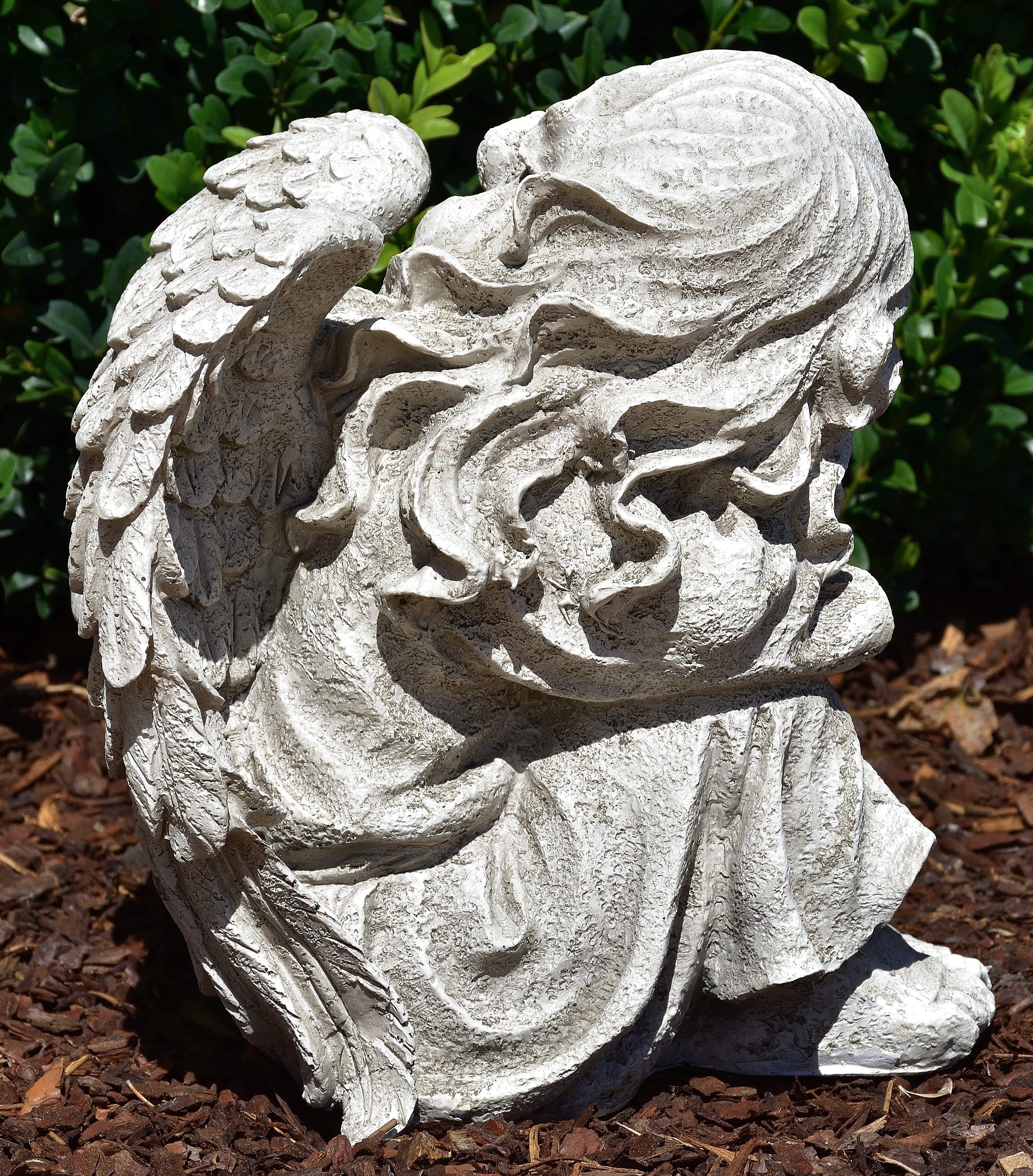 Engelfigur Gartenfigur Engelfigur beige Garten Mädchen Kopf Allerheiligen Engel links - Dekofigur Grabengel MystiCalls Dekoration