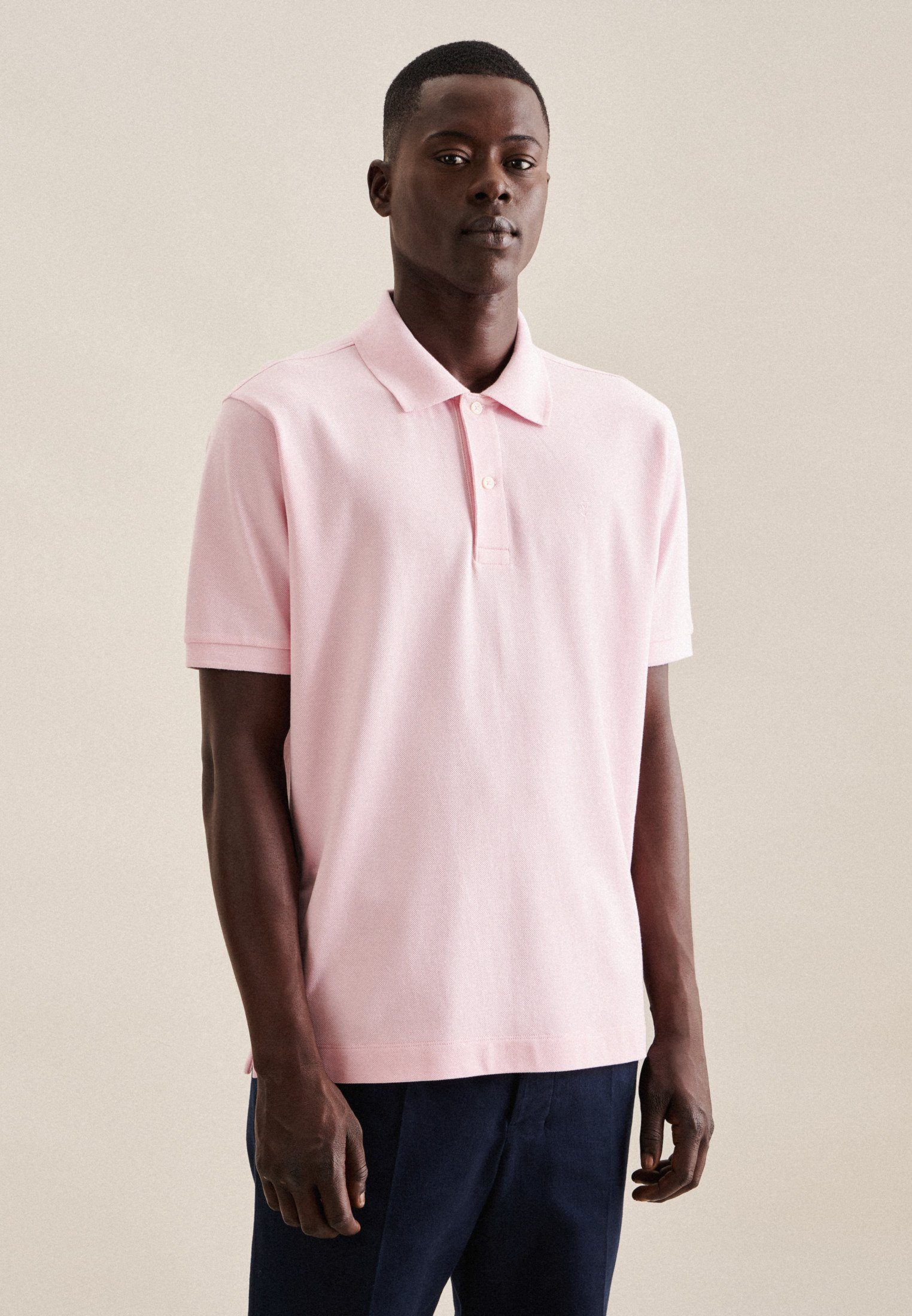 seidensticker Poloshirt Regular Kurzarm Kragen Uni Rosa/Pink