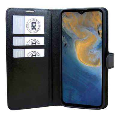 cofi1453 Handyhülle Buch Tasche "Fancy" ZTE BLADE A71, Kunstleder Schutzhülle Handy Wallet Case Cover mit Kartenfächern, Standfunktion Schwarz