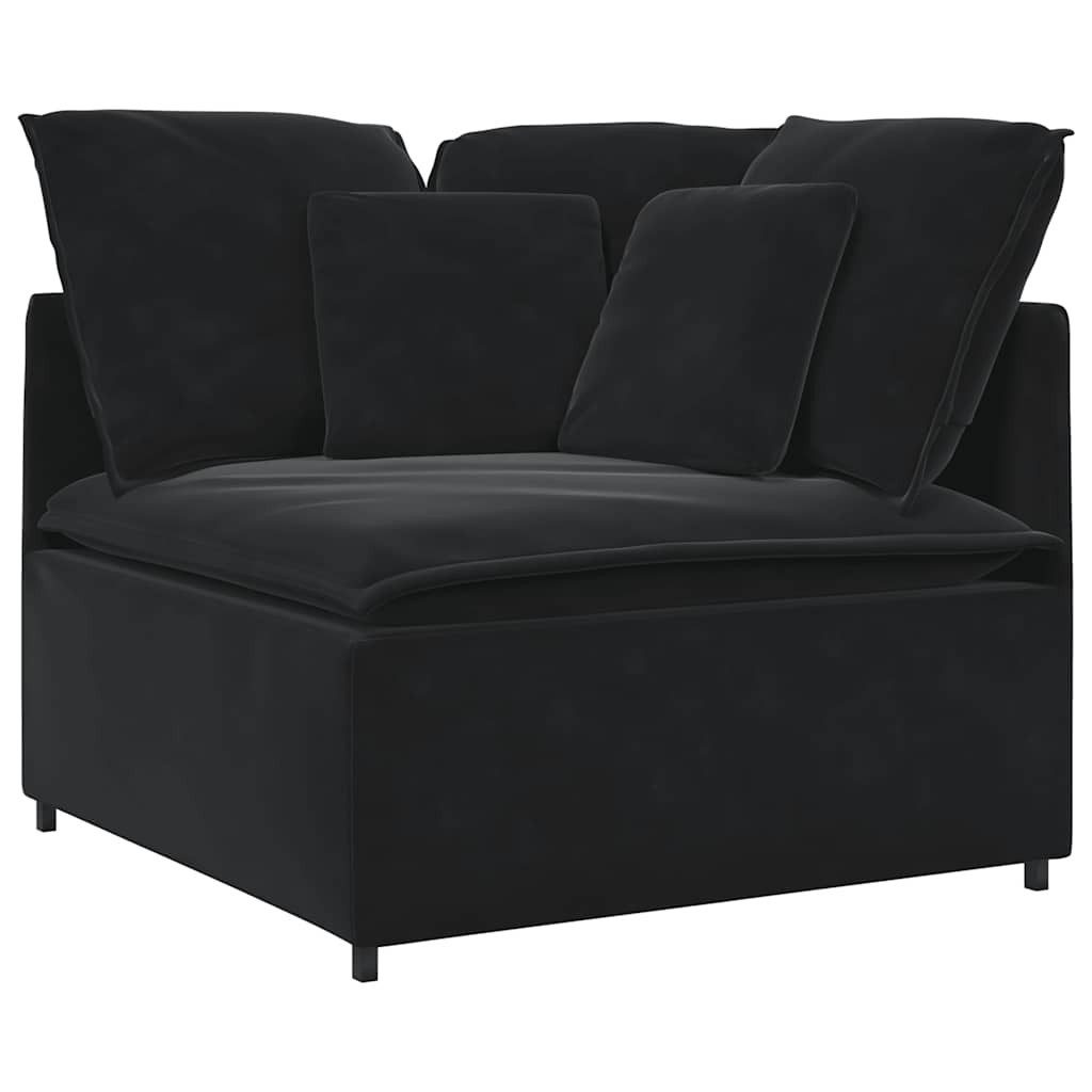 vidaXL Sofaelement Modulares Sofa mit Fußhocker Kissen Samt Schwarz